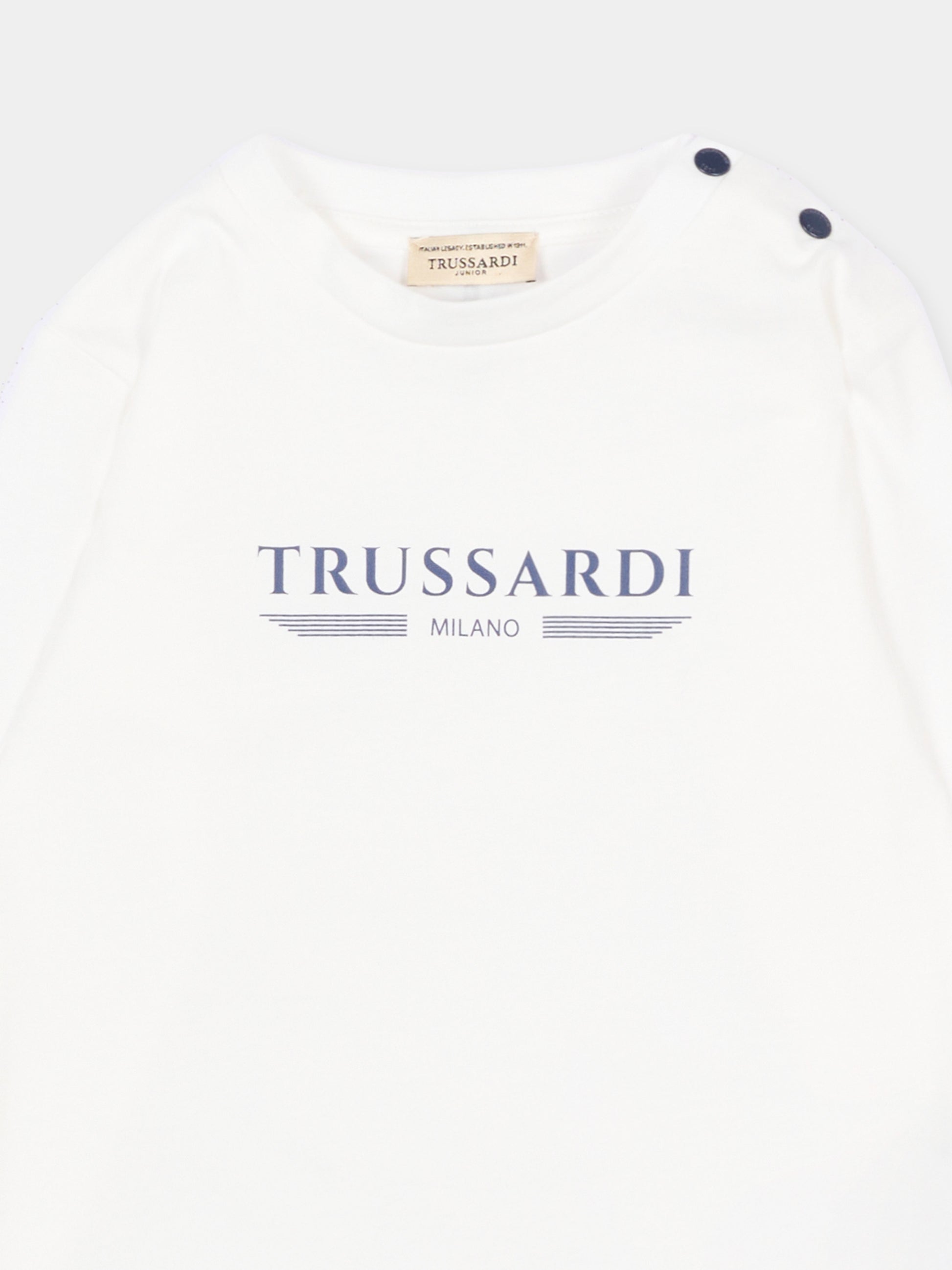 T-shirt bianca per neonato con logo,Trussardi Junior,TIP26106TS OFF-WHITE