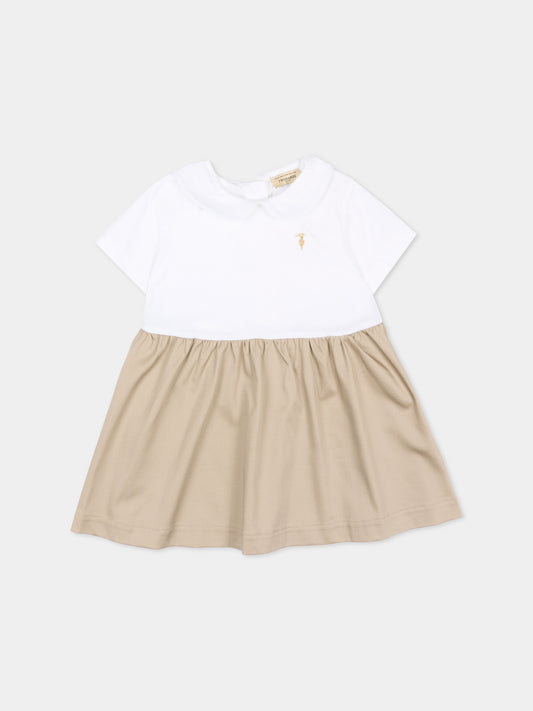 Vestito bianco per neonata con levriero,Trussardi Junior,TIP26113VE OFF-WHITE