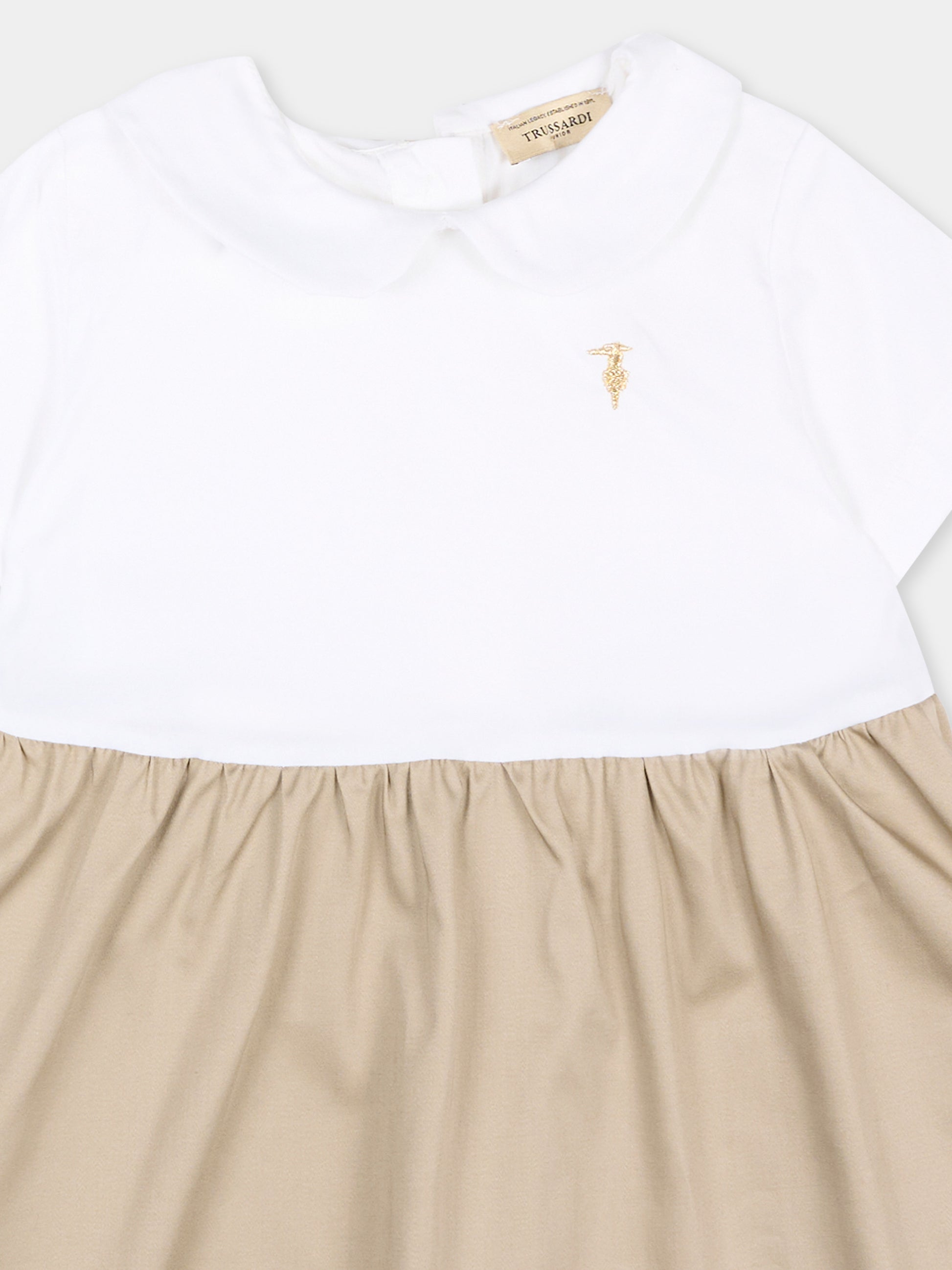 Vestito bianco per neonata con levriero,Trussardi Junior,TIP26113VE OFF-WHITE