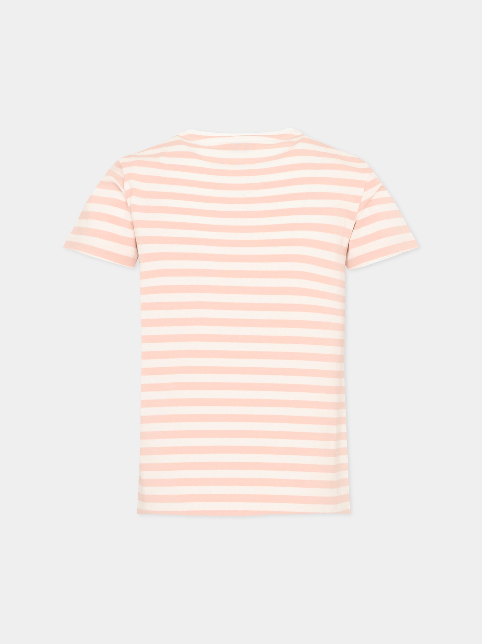 T-Shirt rosa per bambina a righe,Trussardi Junior,TIP26121TS PINK SCALLOP SHELL