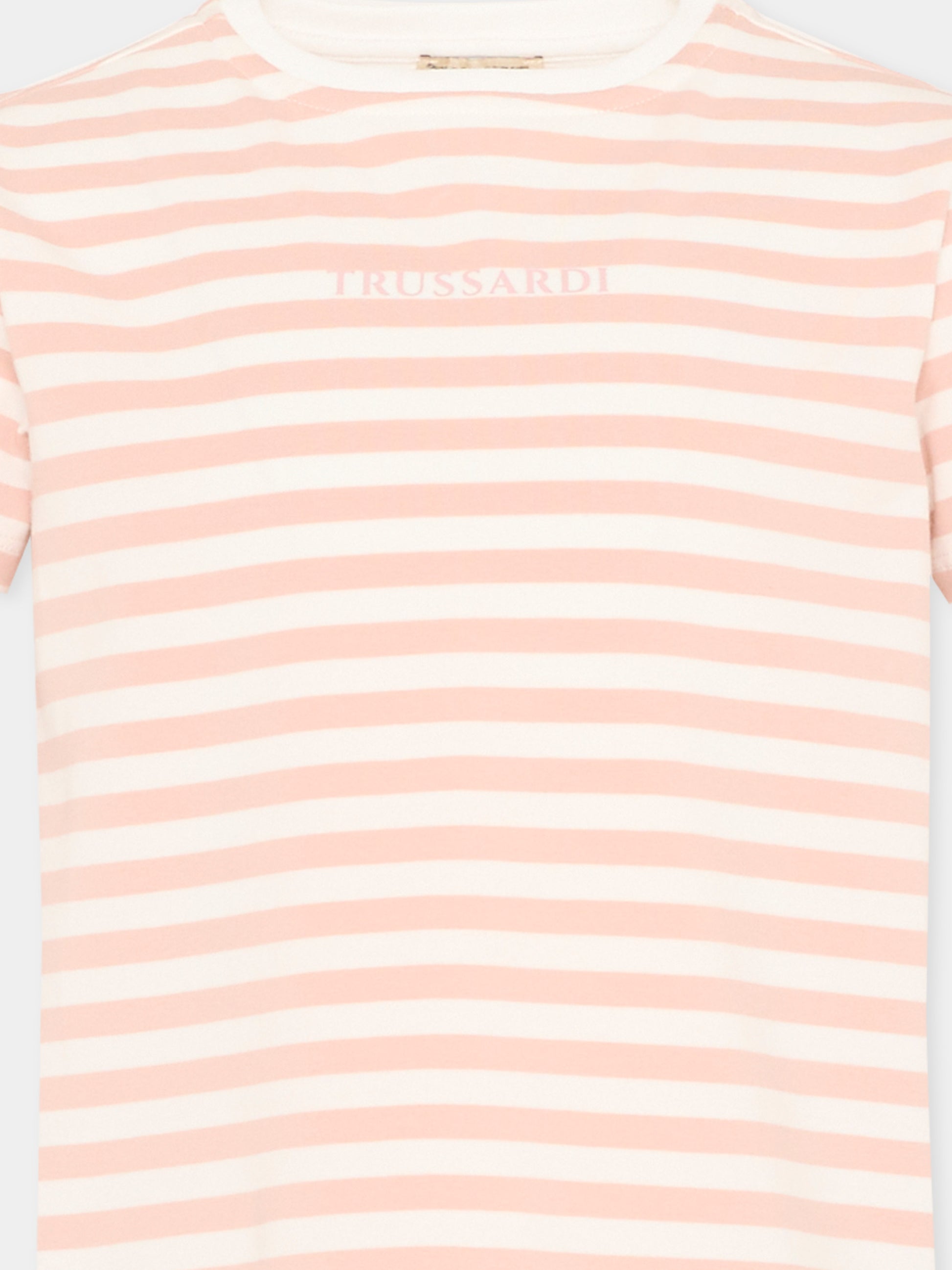 T-Shirt rosa per bambina a righe,Trussardi Junior,TIP26121TS PINK SCALLOP SHELL