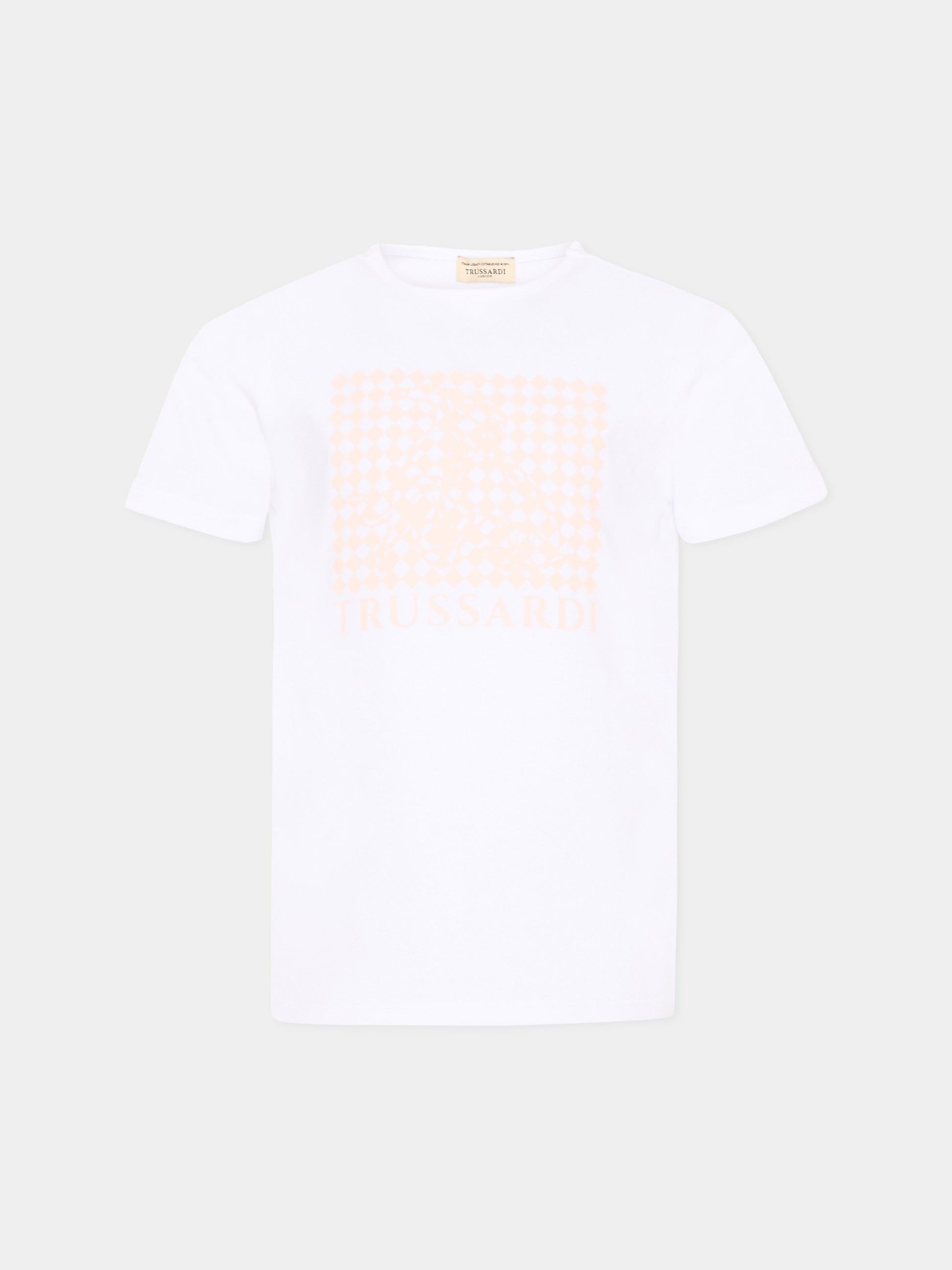 T-shirt bianca per bambina con logo,Trussardi Junior,TIP26134TS WHITE