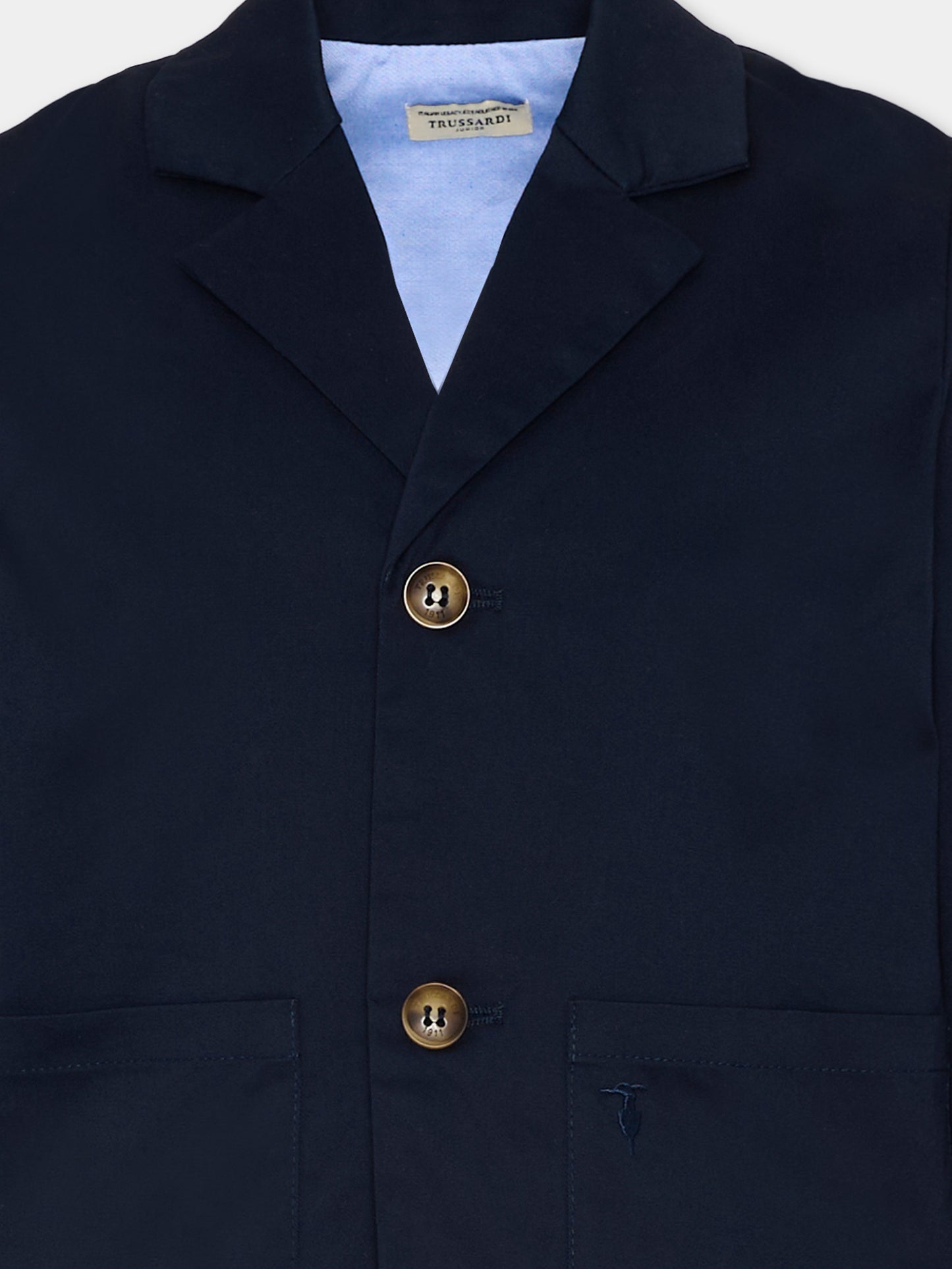 Giacca blu per bambino con levriero,Trussardi Junior,TIP26144GC BLUE ESTATE