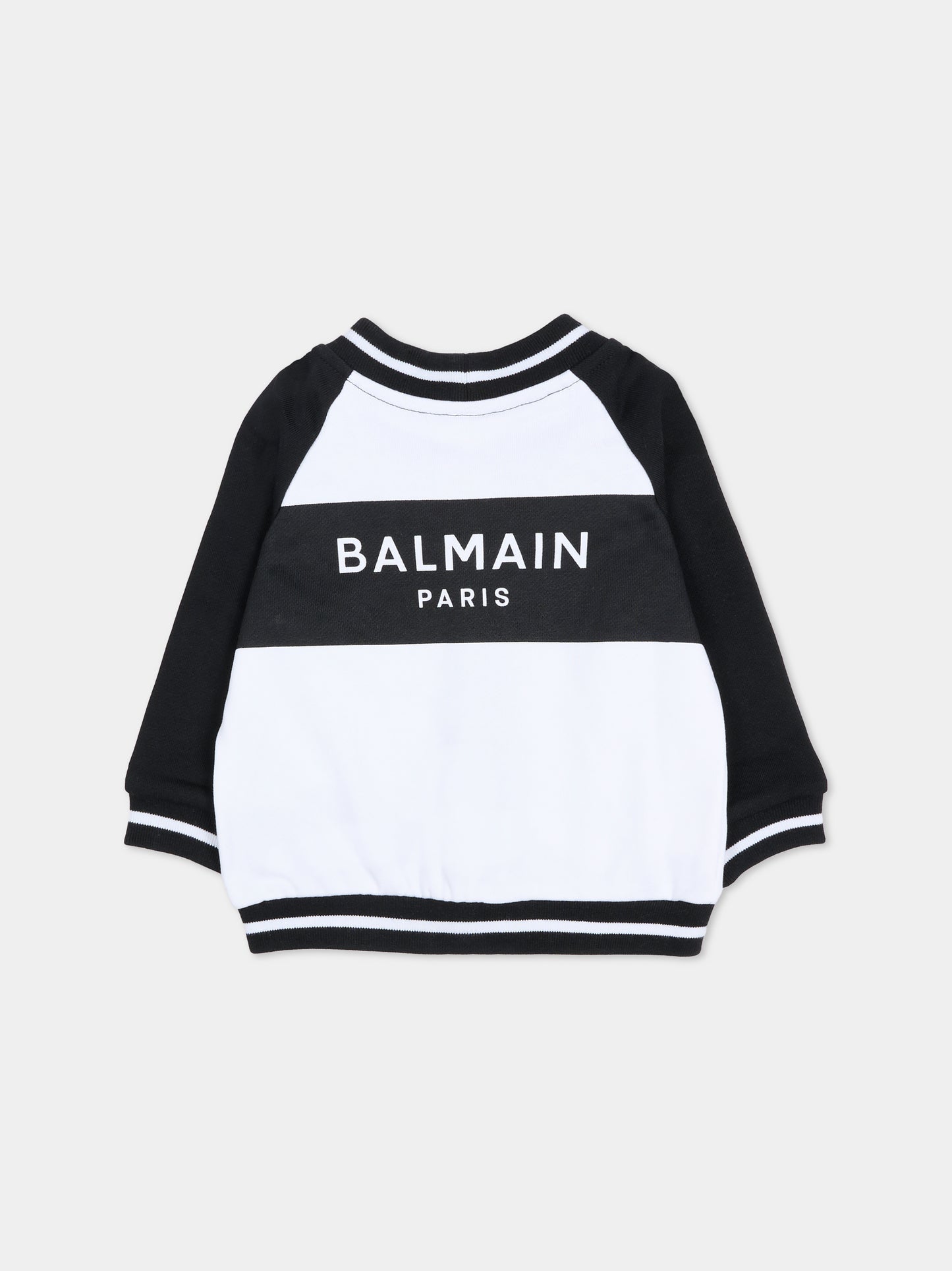 Cardigan bianco per neonata con logo,Balmain Kids,BU4030 Z0081 100NE