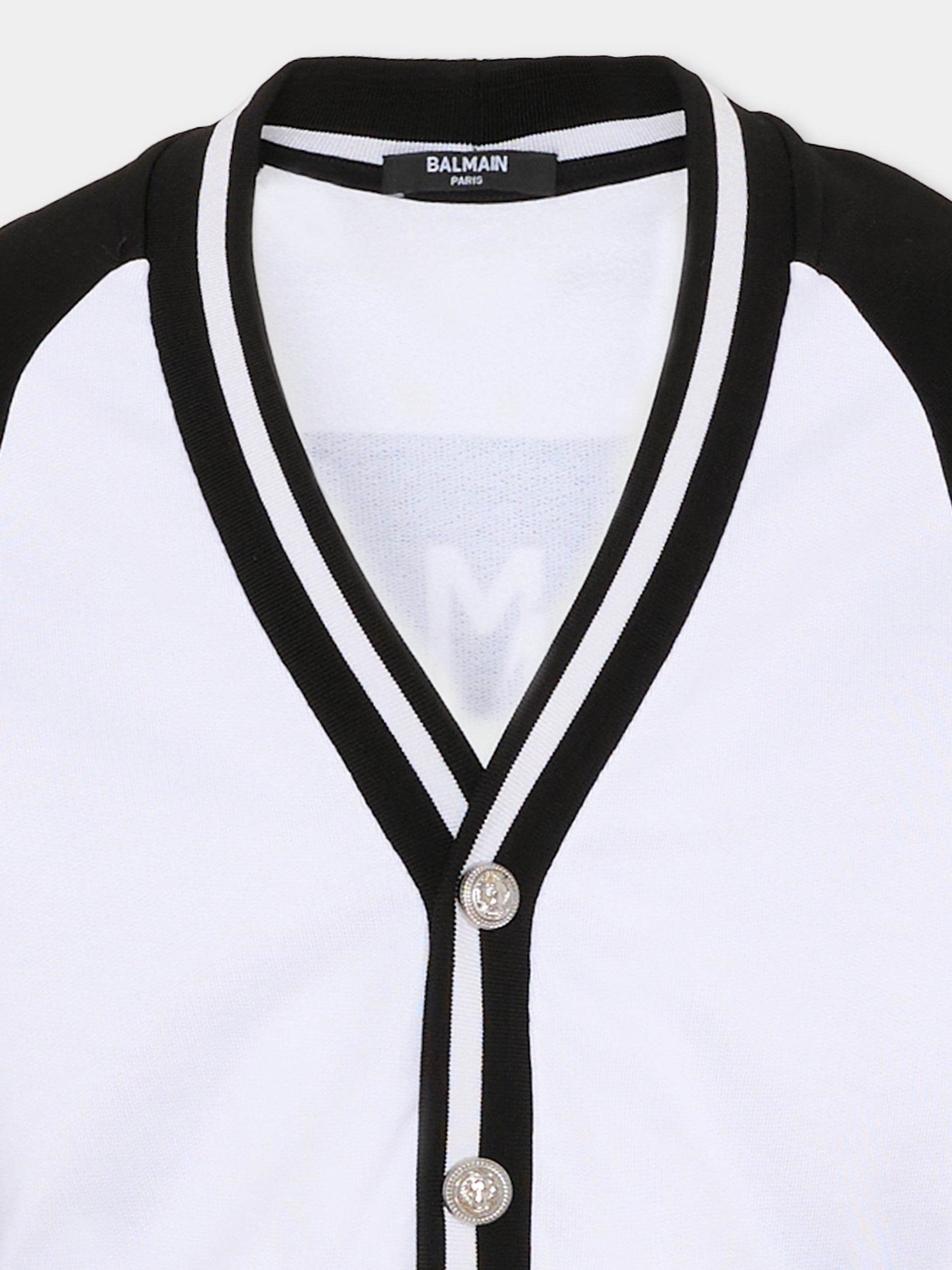 Cardigan bianco per bambino con logo,Balmain Kids,BU4A40 Z1869 100NE