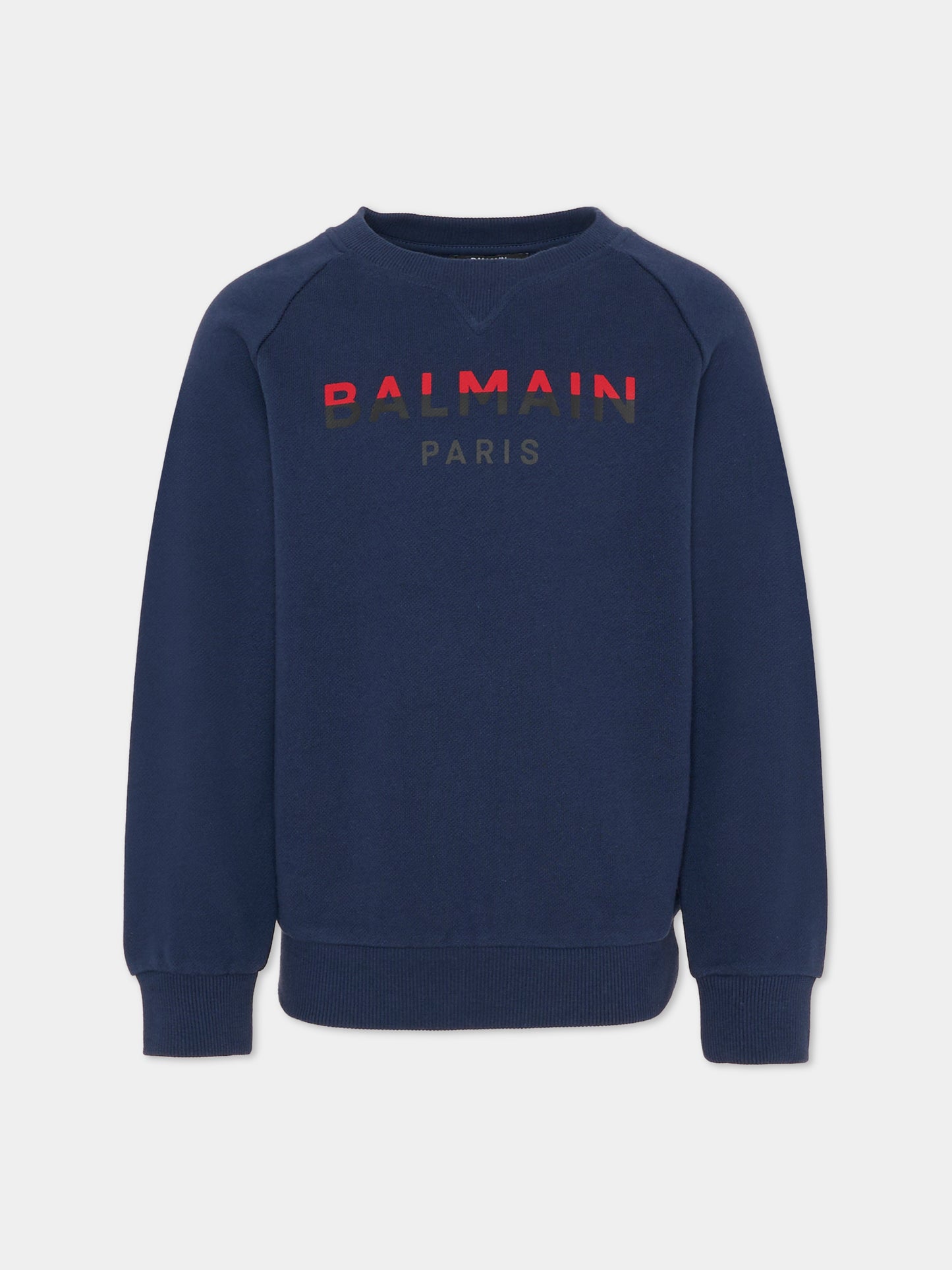 Felpa blu per bambino con logo,Balmain Kids,BU4P30 Z0001 649