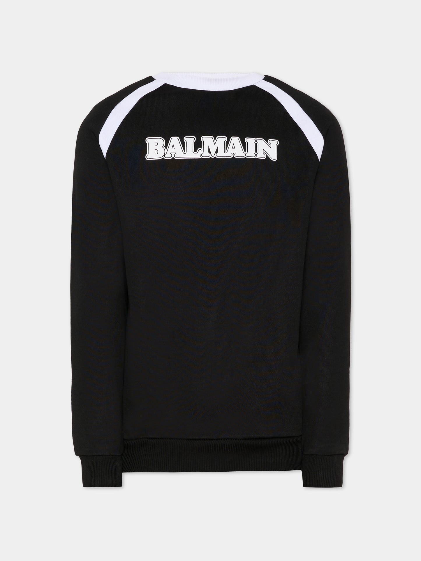 Felpa nera per bambini con logo,Balmain Kids,BU4Q00 Z1869 930BC