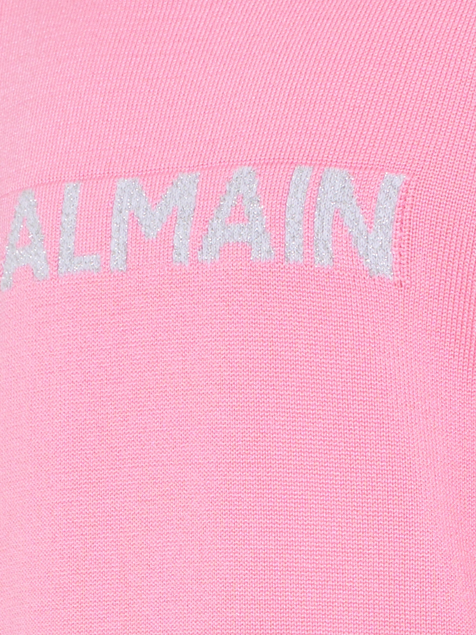 Maglione rosa per bambina con logo,Balmain Kids,BU9A30 X0068 552AG