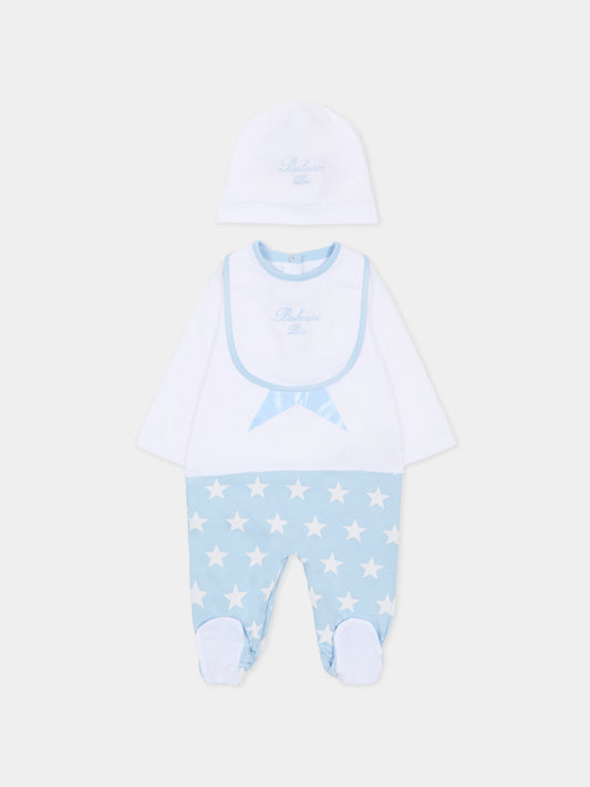 Set bianco per neonato con logo e stelle,Balmain Kids,BUB61A Z0082 100CE