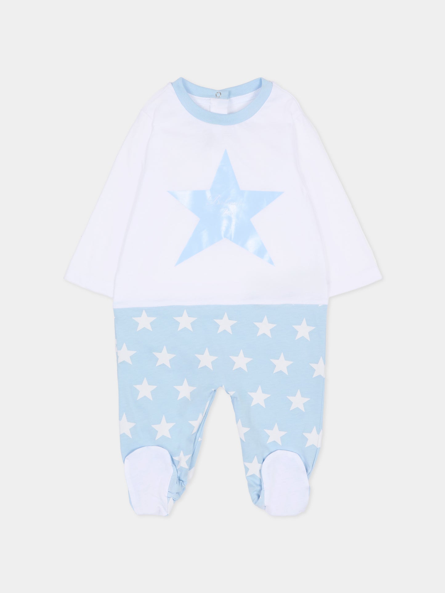 Set bianco per neonato con logo e stelle,Balmain Kids,BUB61A Z0082 100CE