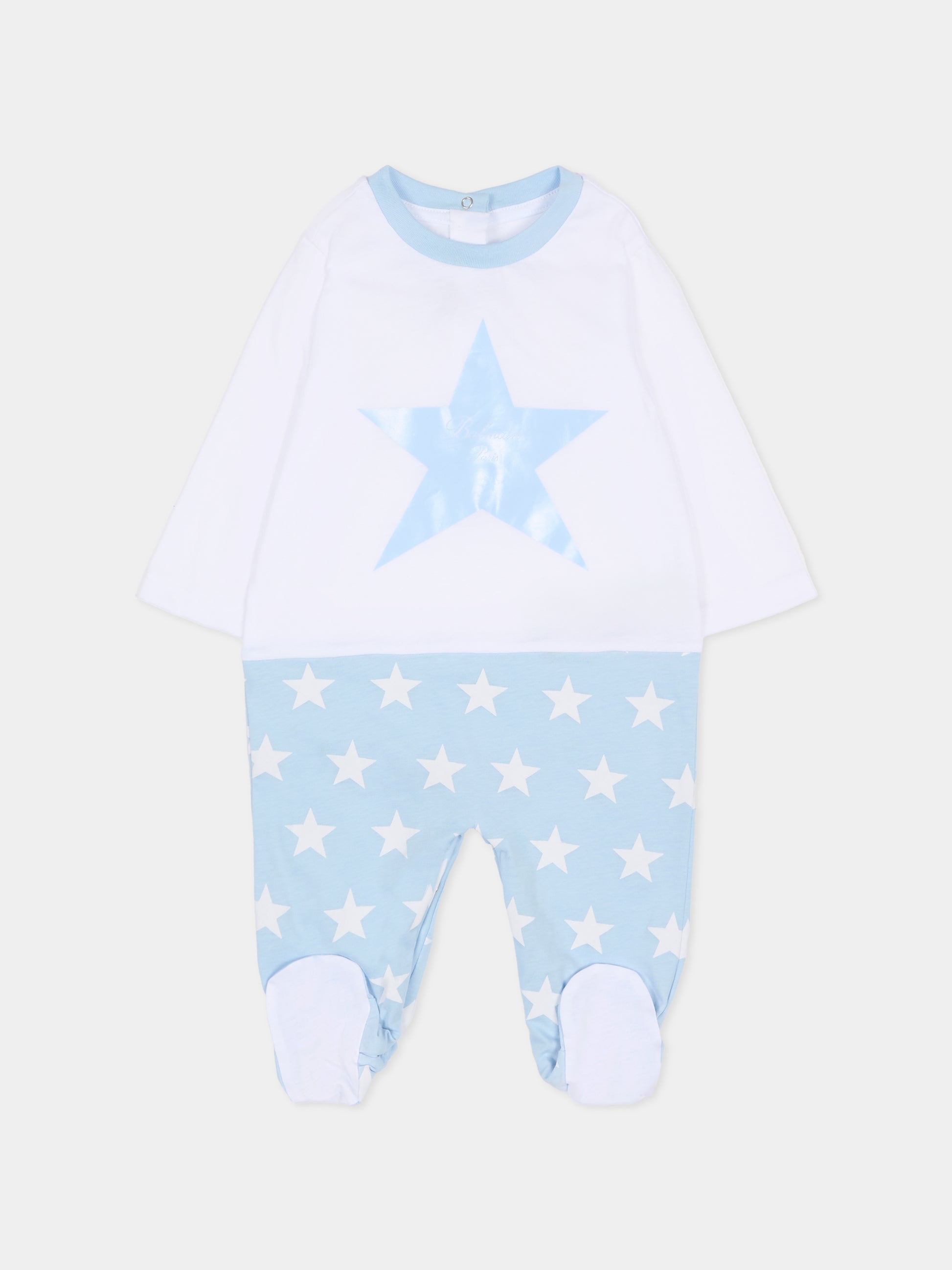 Set bianco per neonato con logo e stelle,Balmain Kids,BUB61A Z0082 100CE