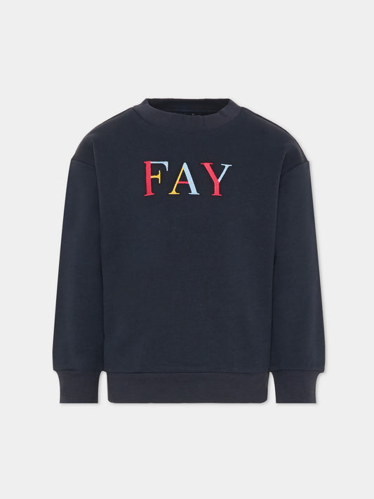 Felpa blu per bambino con logo,Fay Kids,FU4P40 Z1174 635
