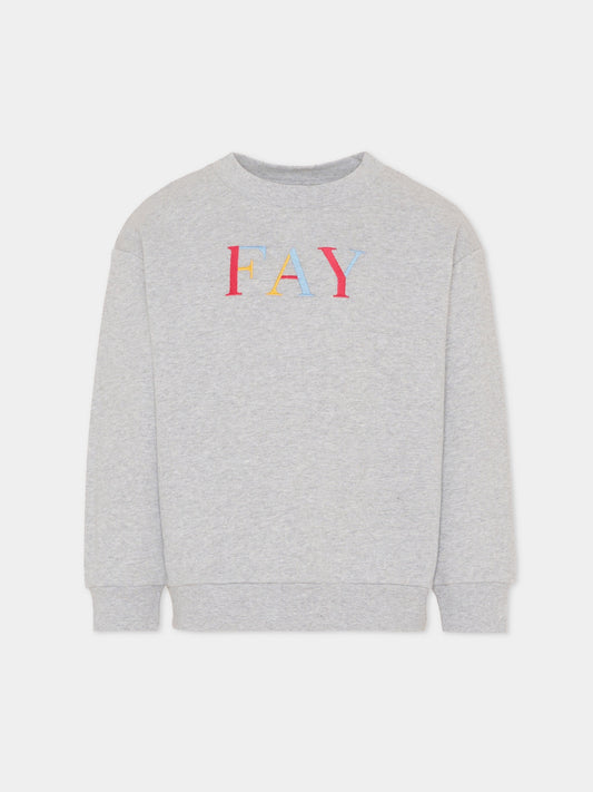 Felpa grigia per bambino con logo,Fay Kids,FU4P40 Z1178 800