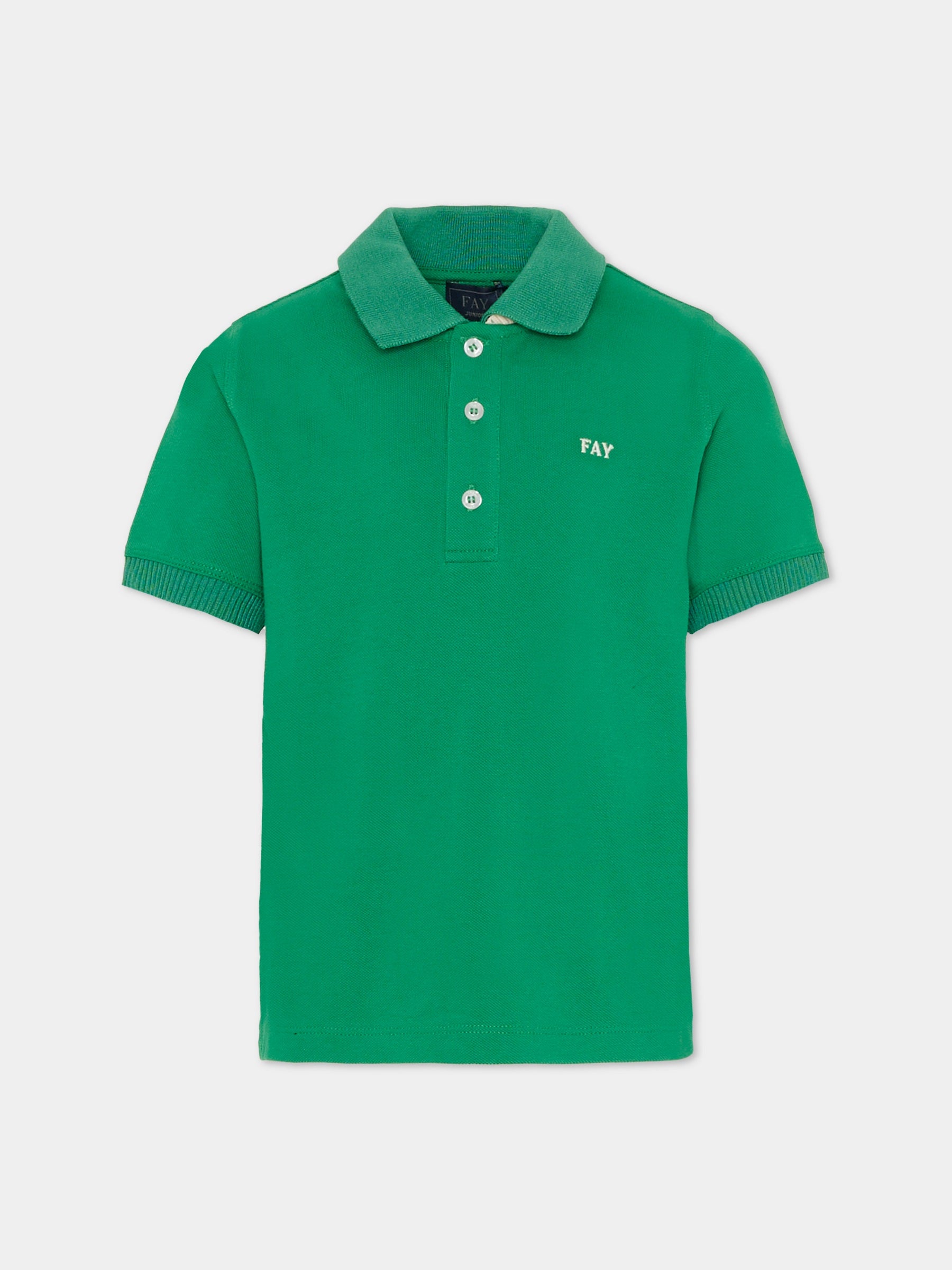 Polo verde per bambino con logo,Fay Kids,FU8P61 Z1834 715