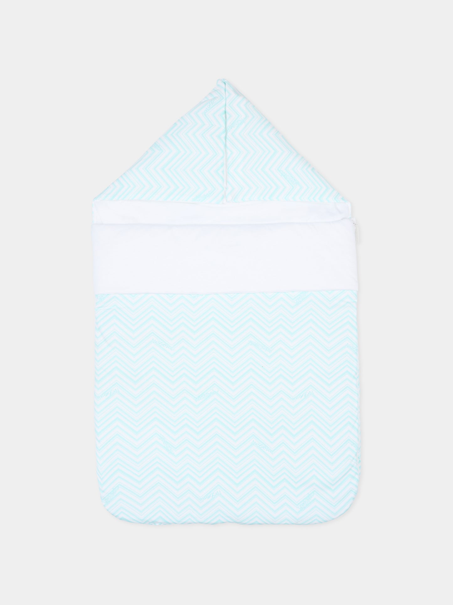 Sacco nanna bianco per neonati con logo verde acqua,Missoni,MU0500 J0394 100CE