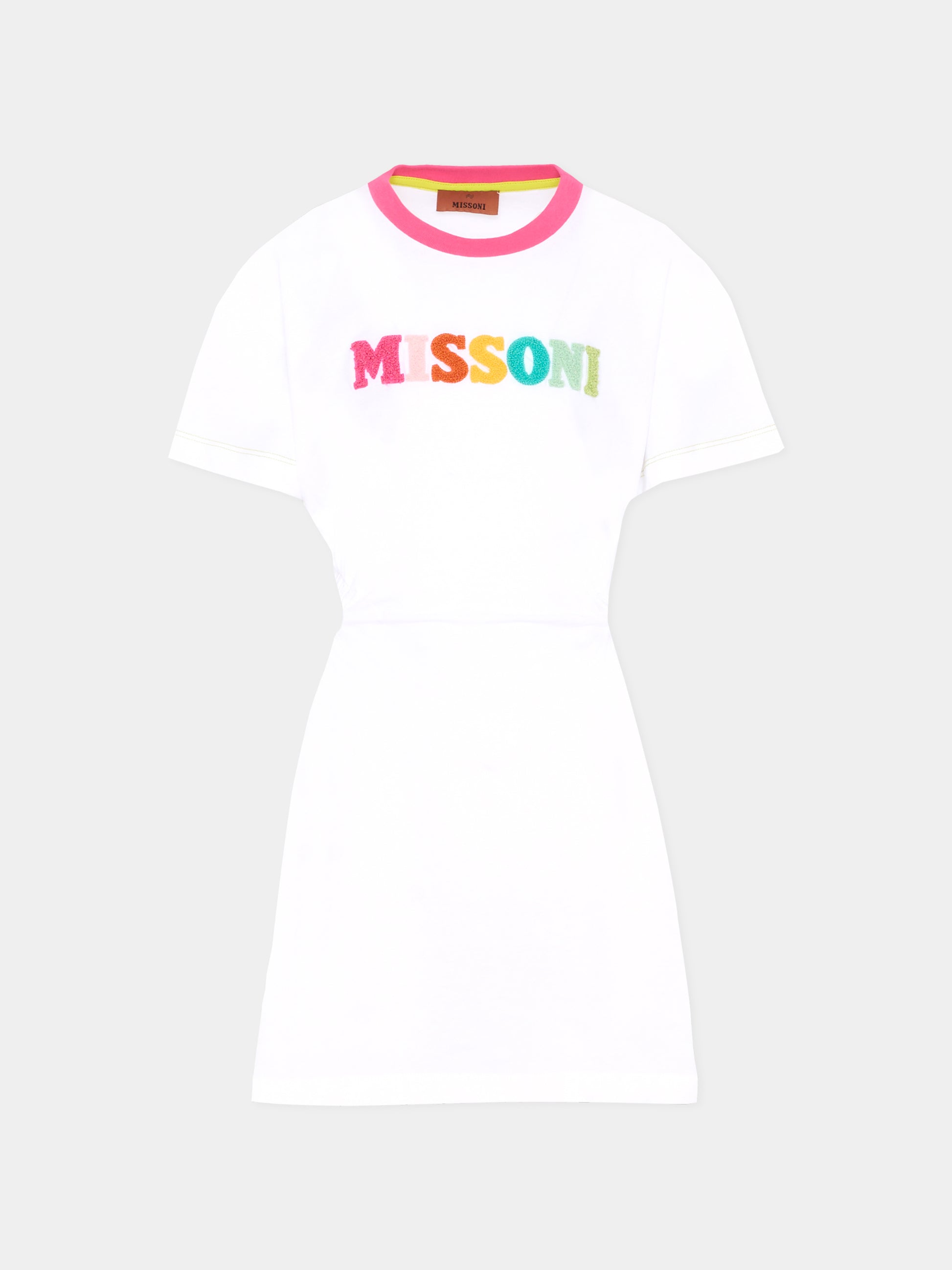 Vestito bianco per bambina con logo,Missoni,MU1A51 Z0082 100