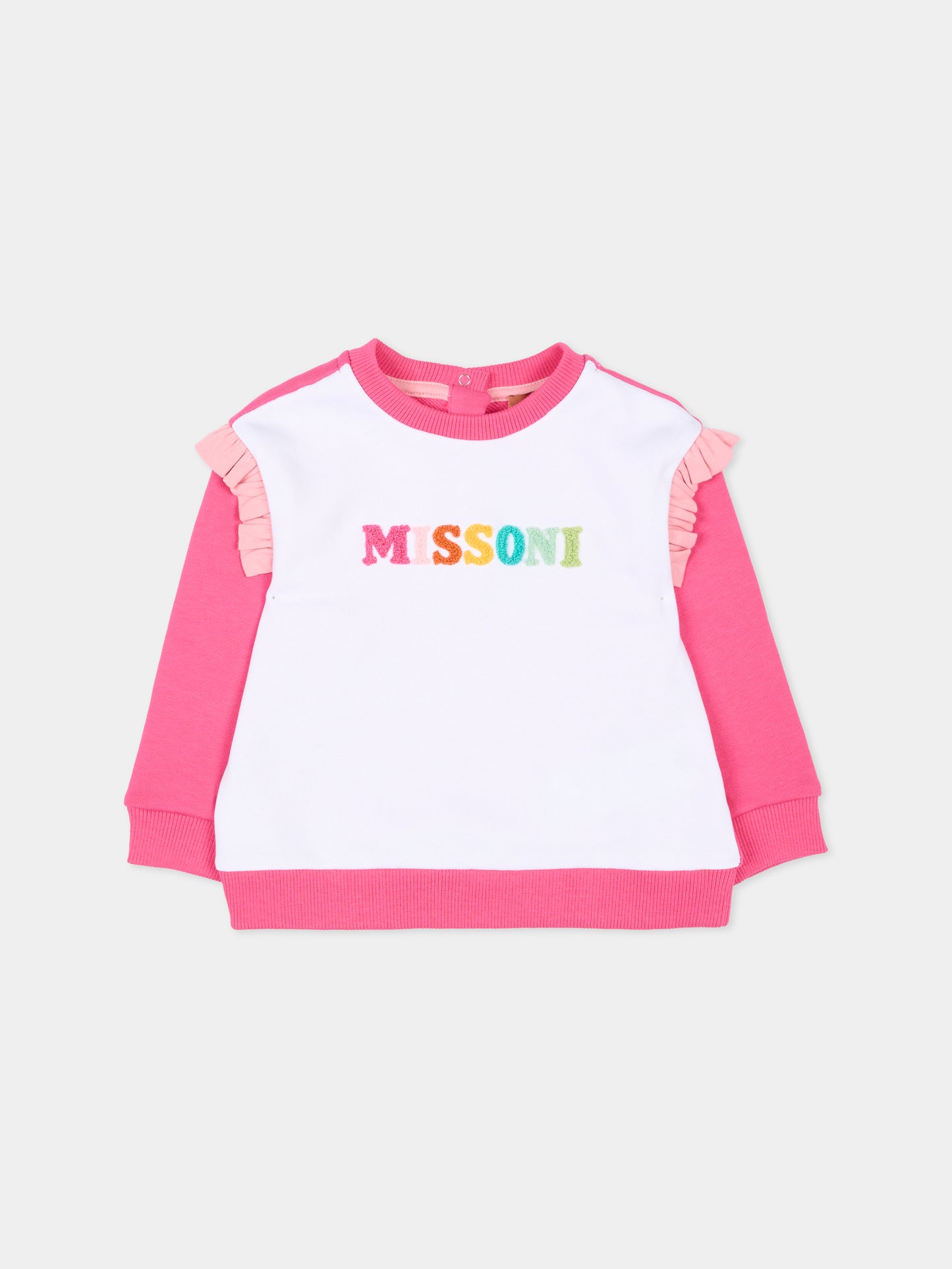 Felpa multicolor per neonata con logo,Missoni,MU4010 Z0081 100FU