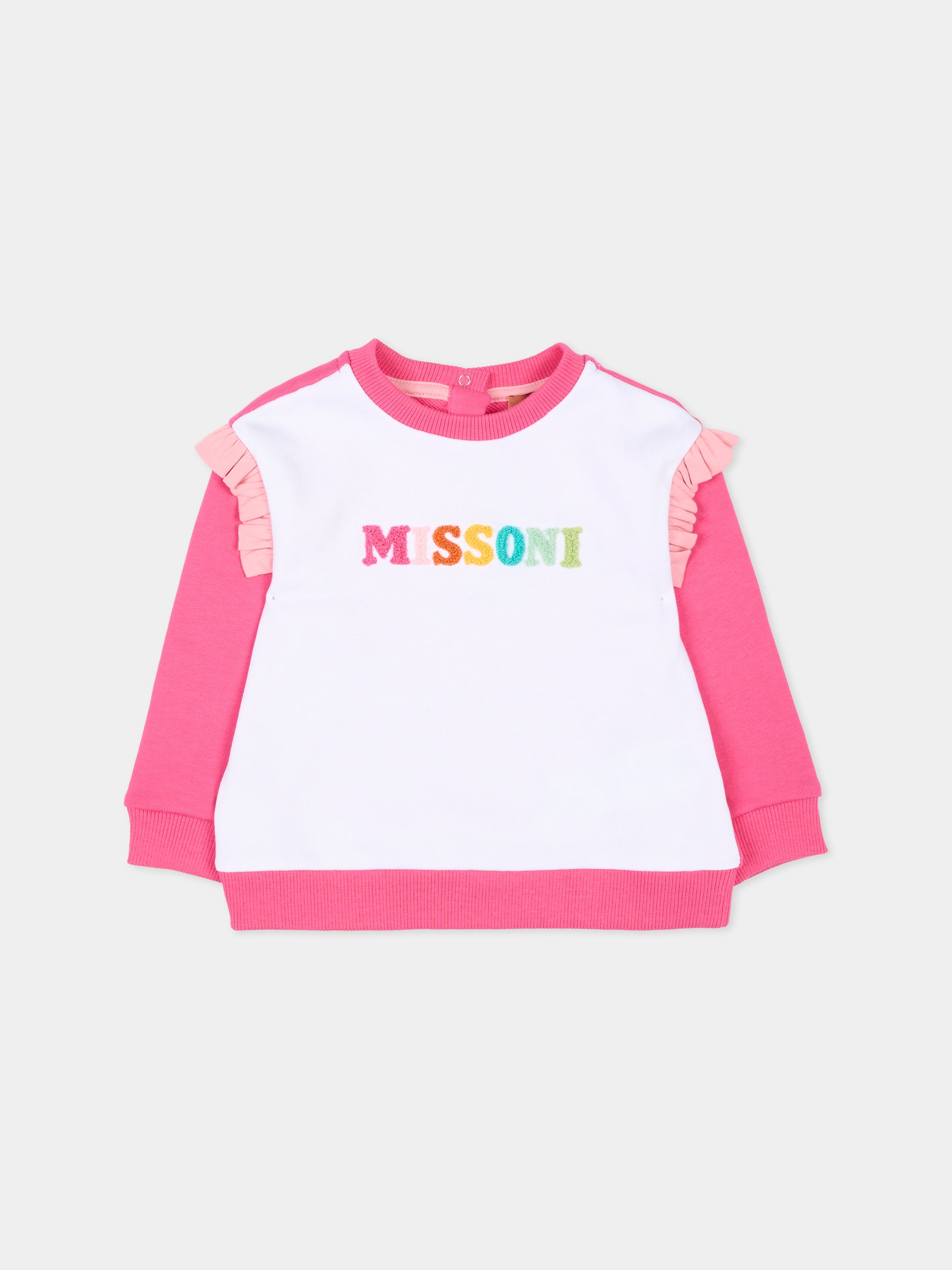 Felpa multicolor per neonata con logo,Missoni,MU4010 Z0081 100FU
