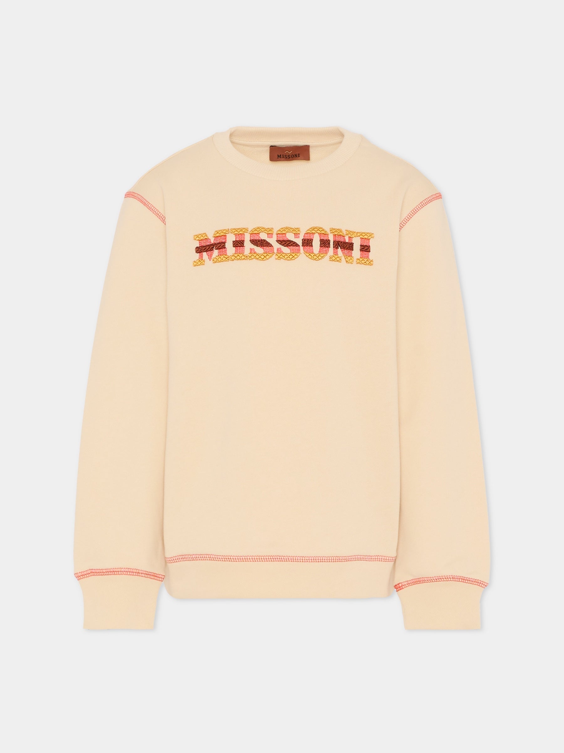 Felpa beige per bambini con logo,Missoni,MU4P60 Z0081 165