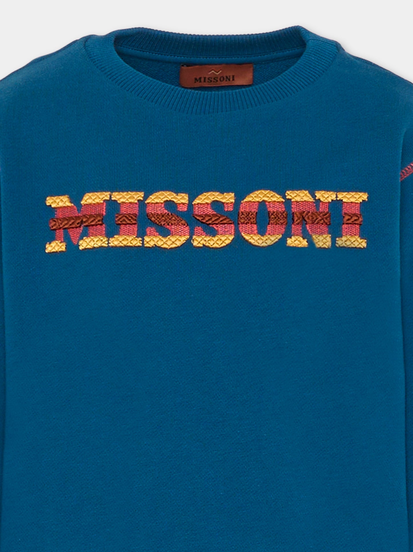 Felpa blu per bambini con logo,Missoni,MU4P60 Z0081 689