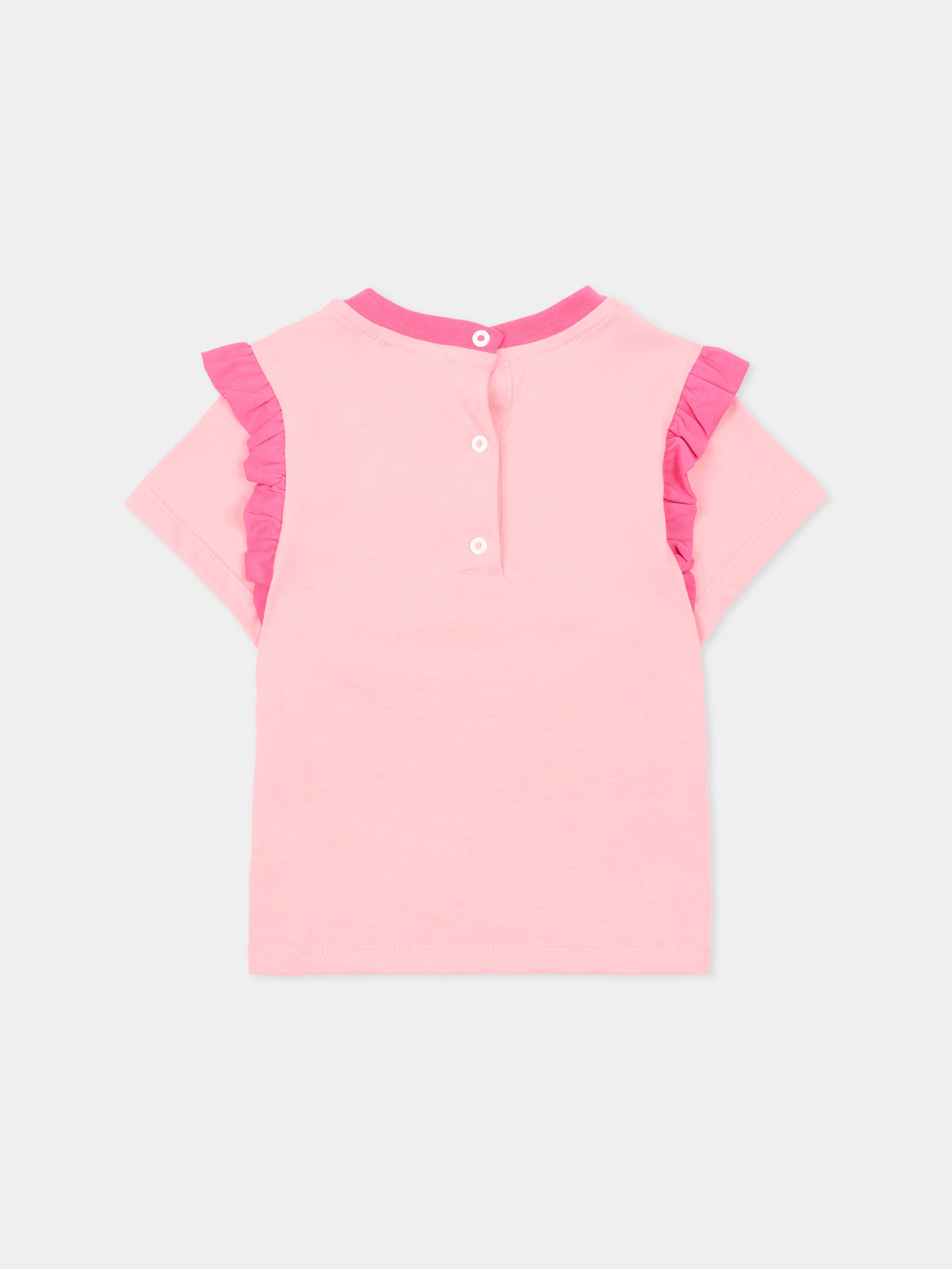 T-shirt rosa per neonata con logo,Missoni,MU8031 Z0082 509