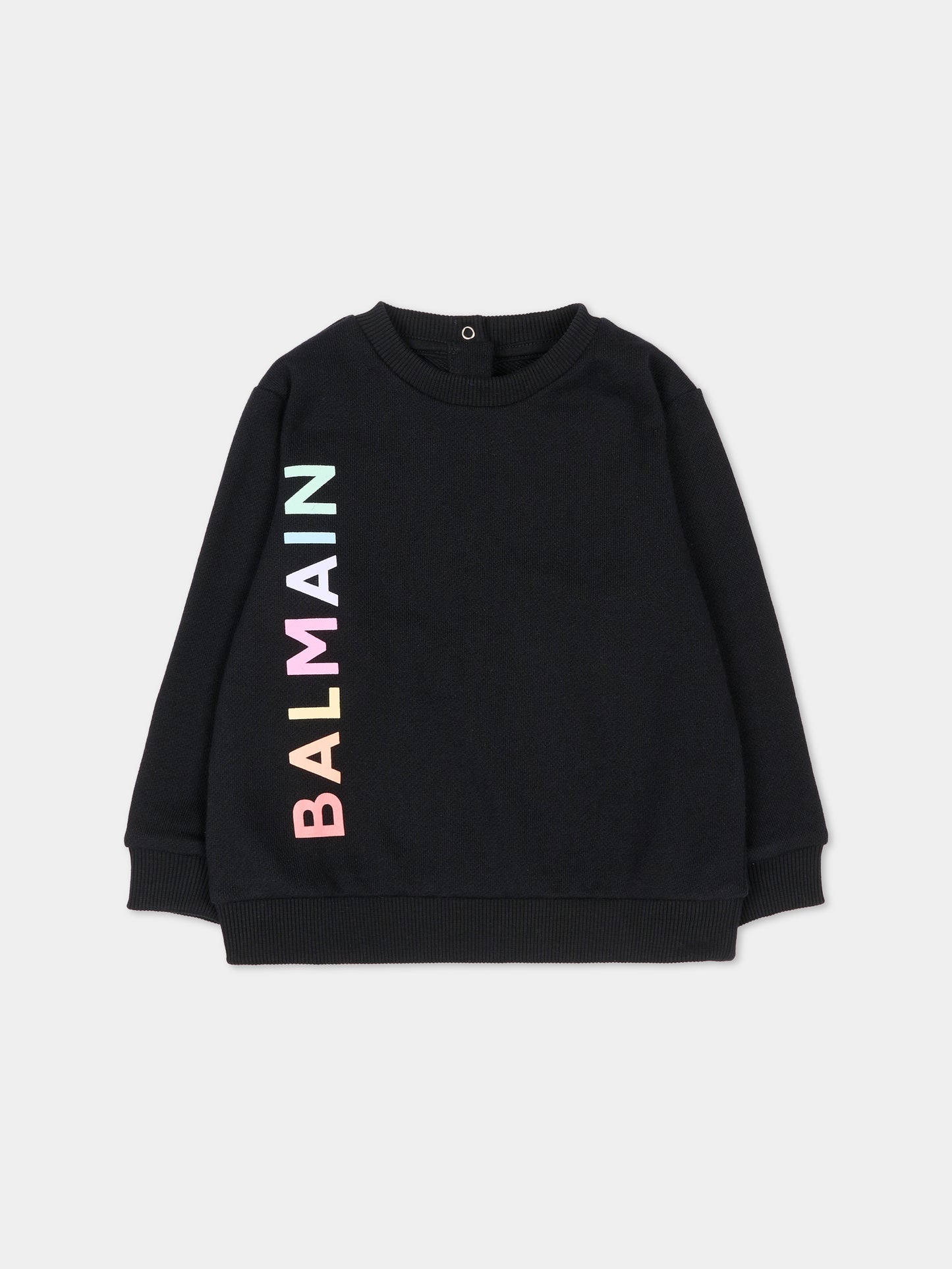 Felpa nera per neonati con logo,Balmain Kids,BS4520 Z0001 930