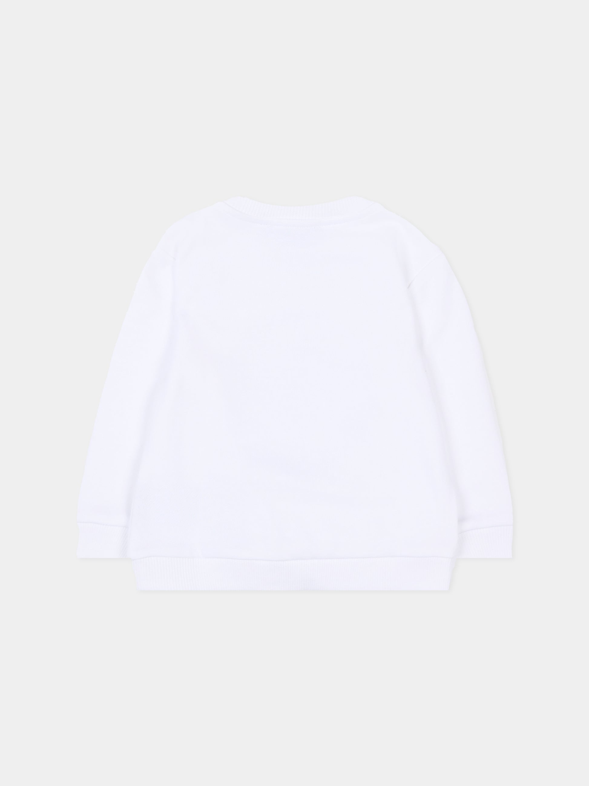 Felpa bainca per neonata con logo,Balmain Kids,BS4540 Z0081 100