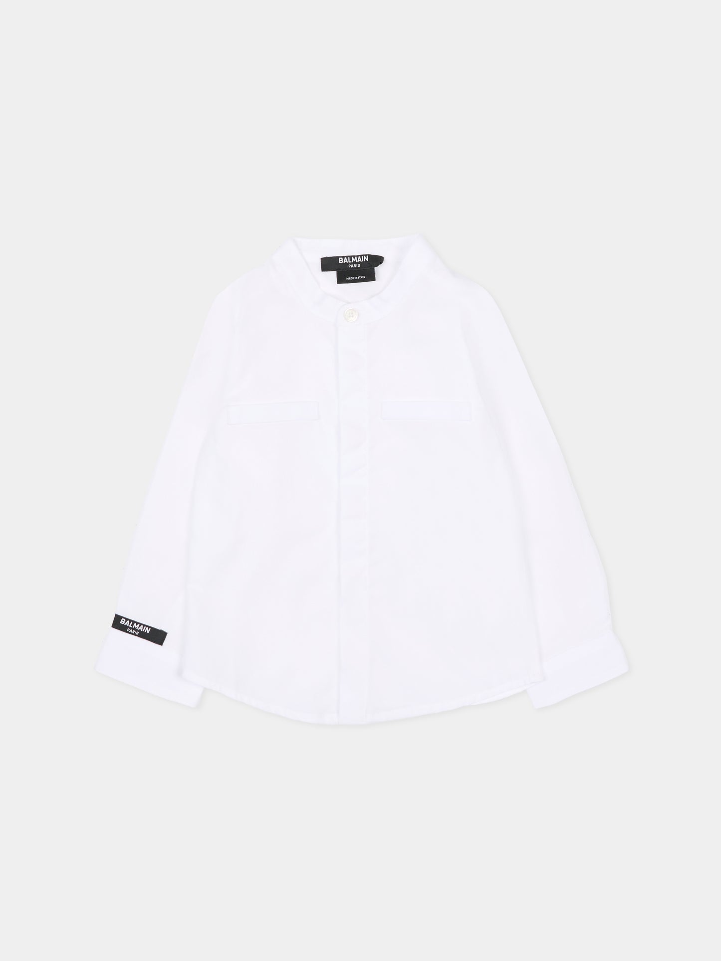 Camicia bianca per neonato con logo,Balmain Kids,BS5510 P0013 100