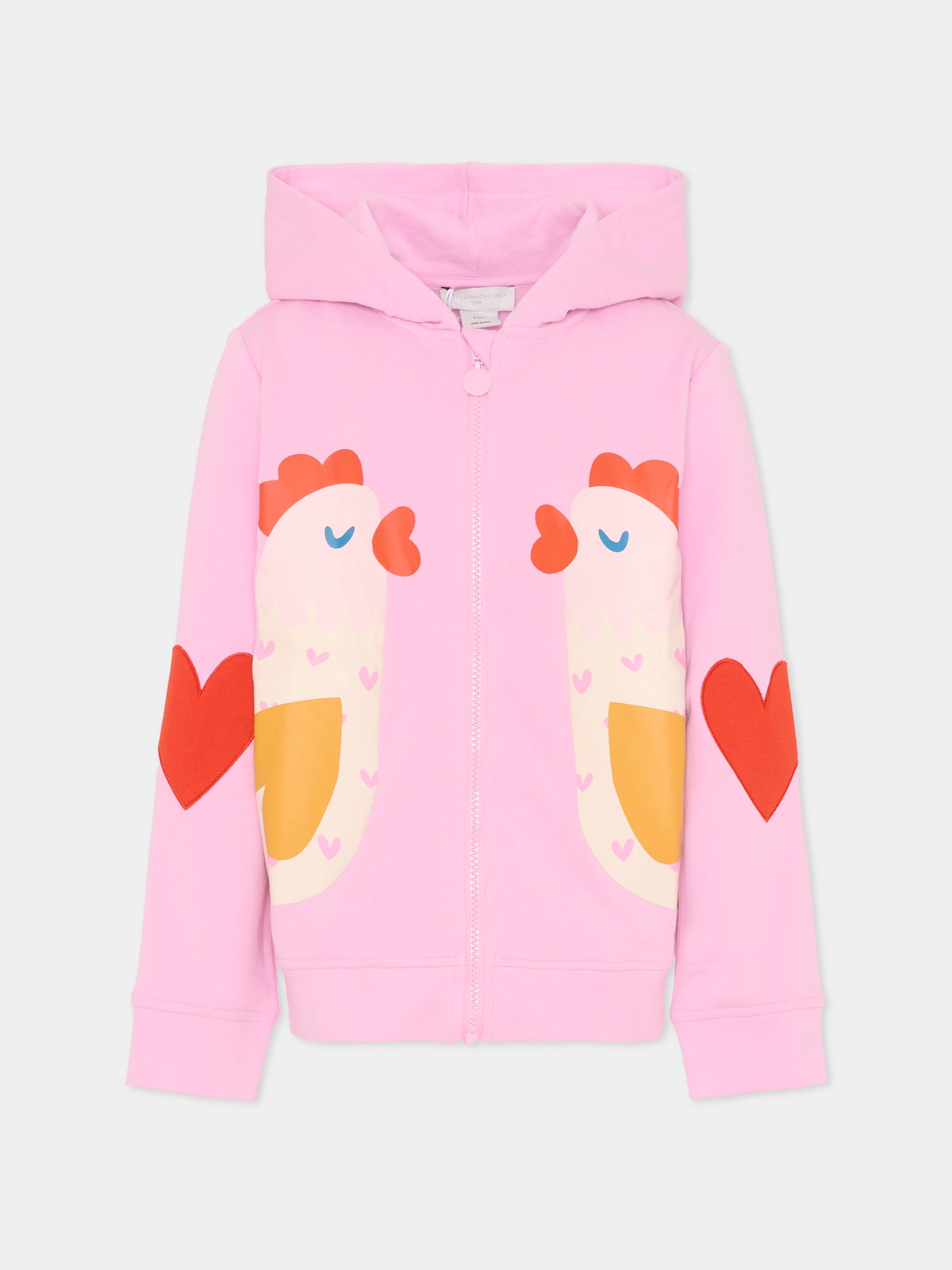 Felpa rosa per bambina con galline,Stella Mccartney Kids,TV4A30 Z0453 50G