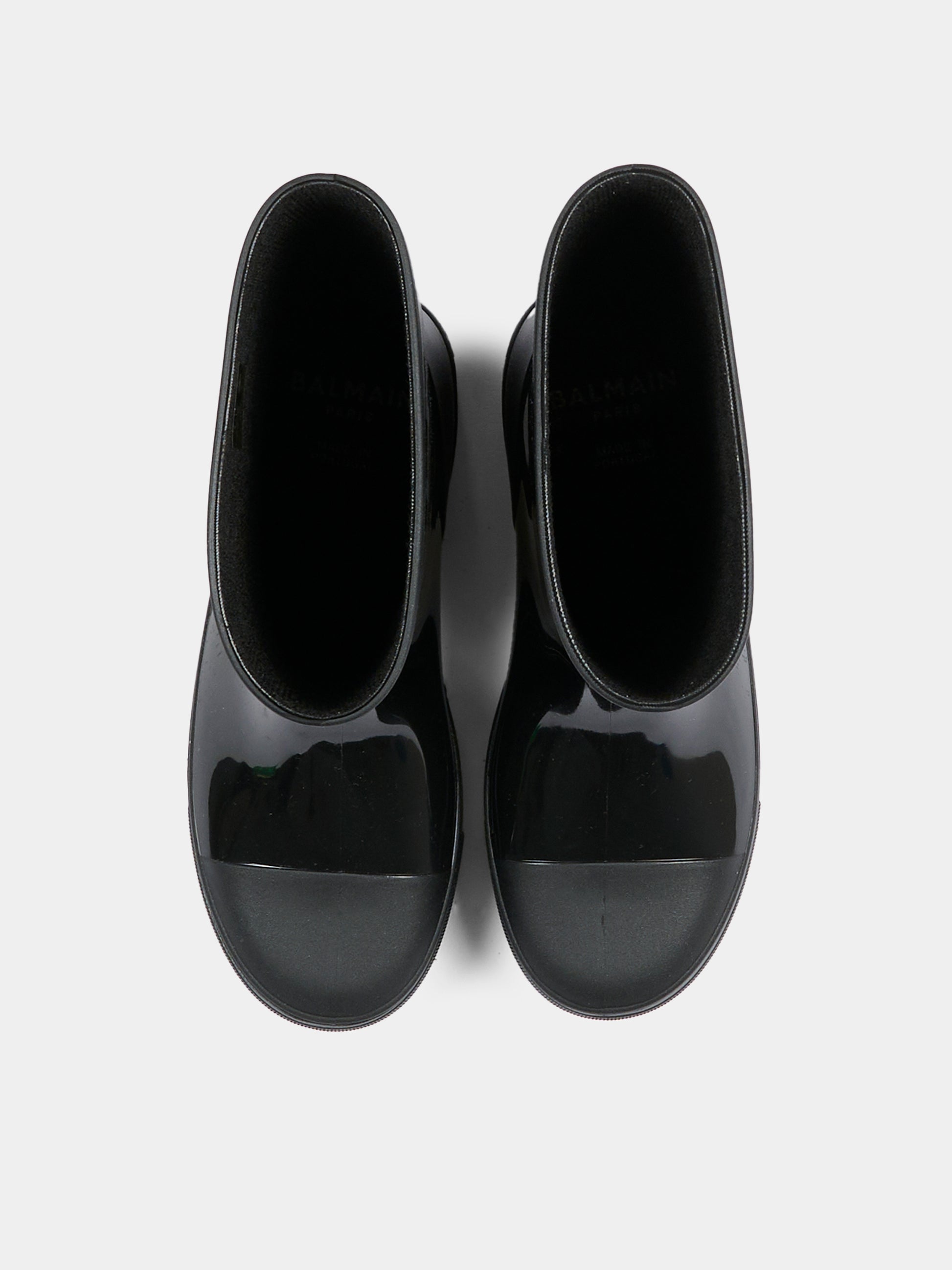 Stivali pioggia neri per bambina con logo,Balmain Kids,BT0S26 Z1831 930OR