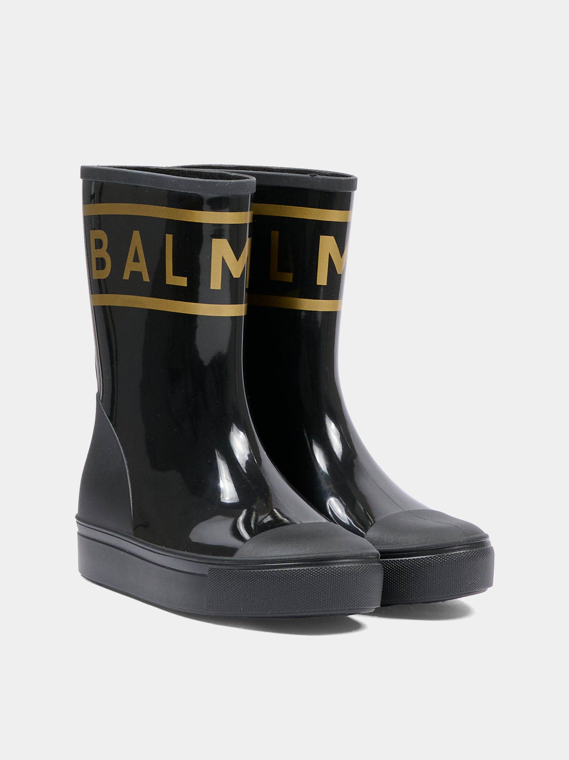 Stivali pioggia neri per bambina con logo,Balmain Kids,BT0S26 Z1831 930OR