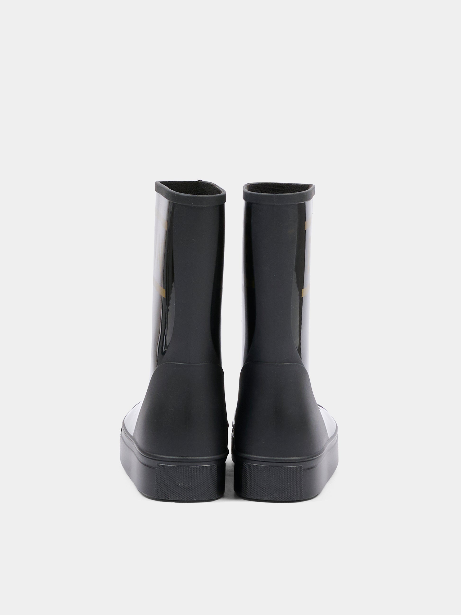 Stivali pioggia neri per bambina con logo,Balmain Kids,BT0S26 Z1831 930OR