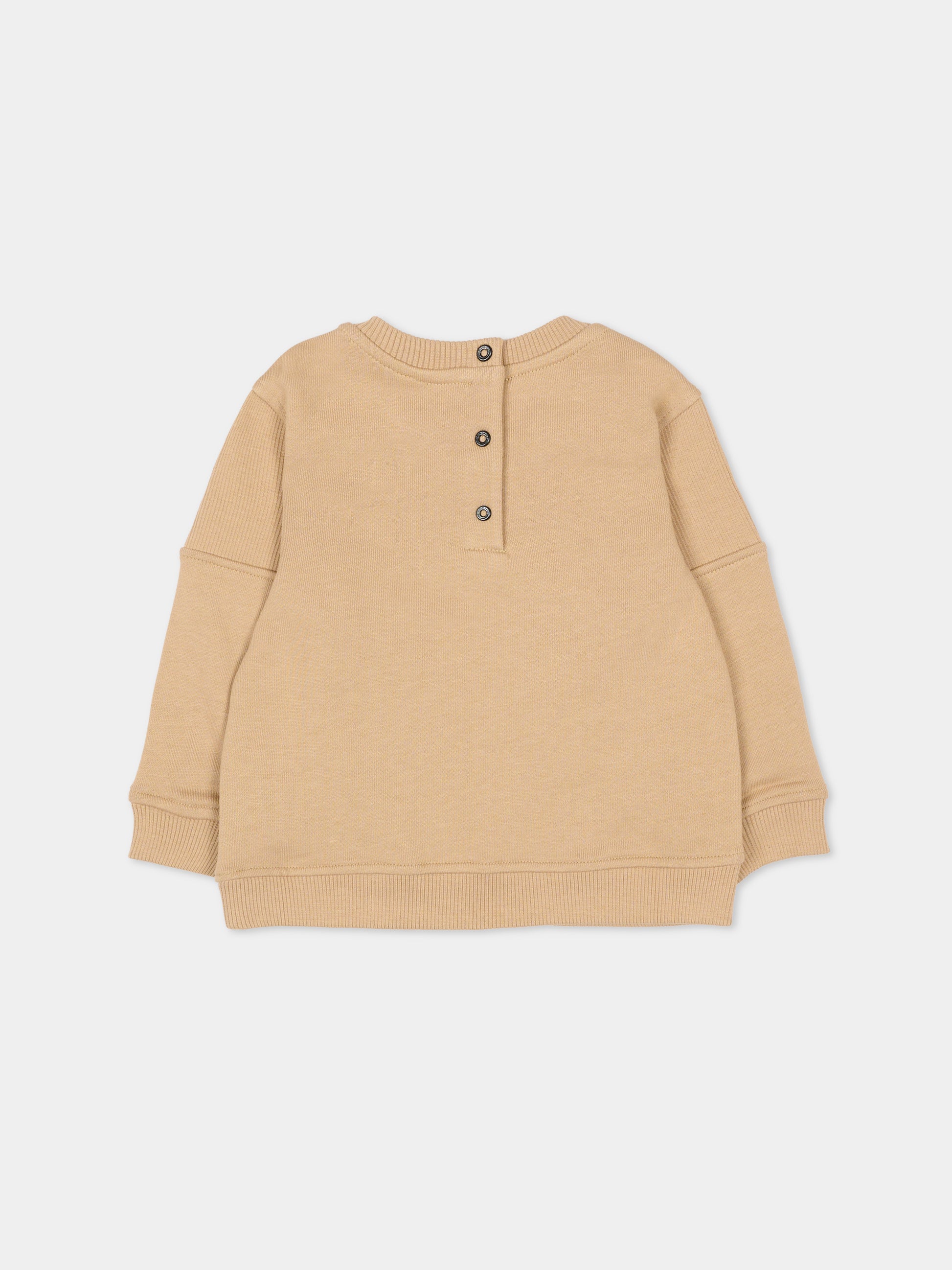 Felpa beige per neonati con logo,Balmain Kids,BT4560 Z0081 119