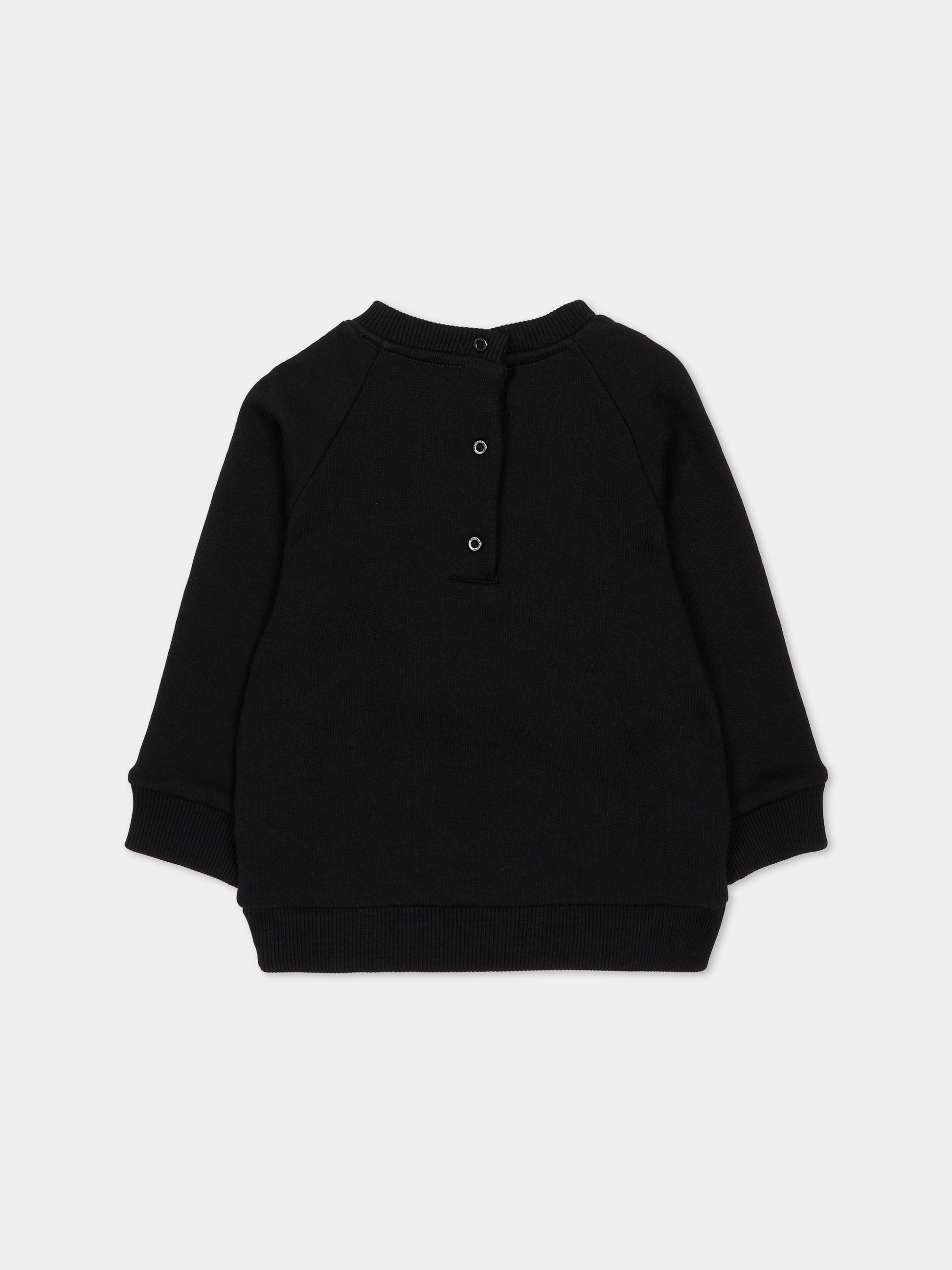 Felpa nera per neonato con logo dorato,Balmain Kids,BT4590 Z0114 930