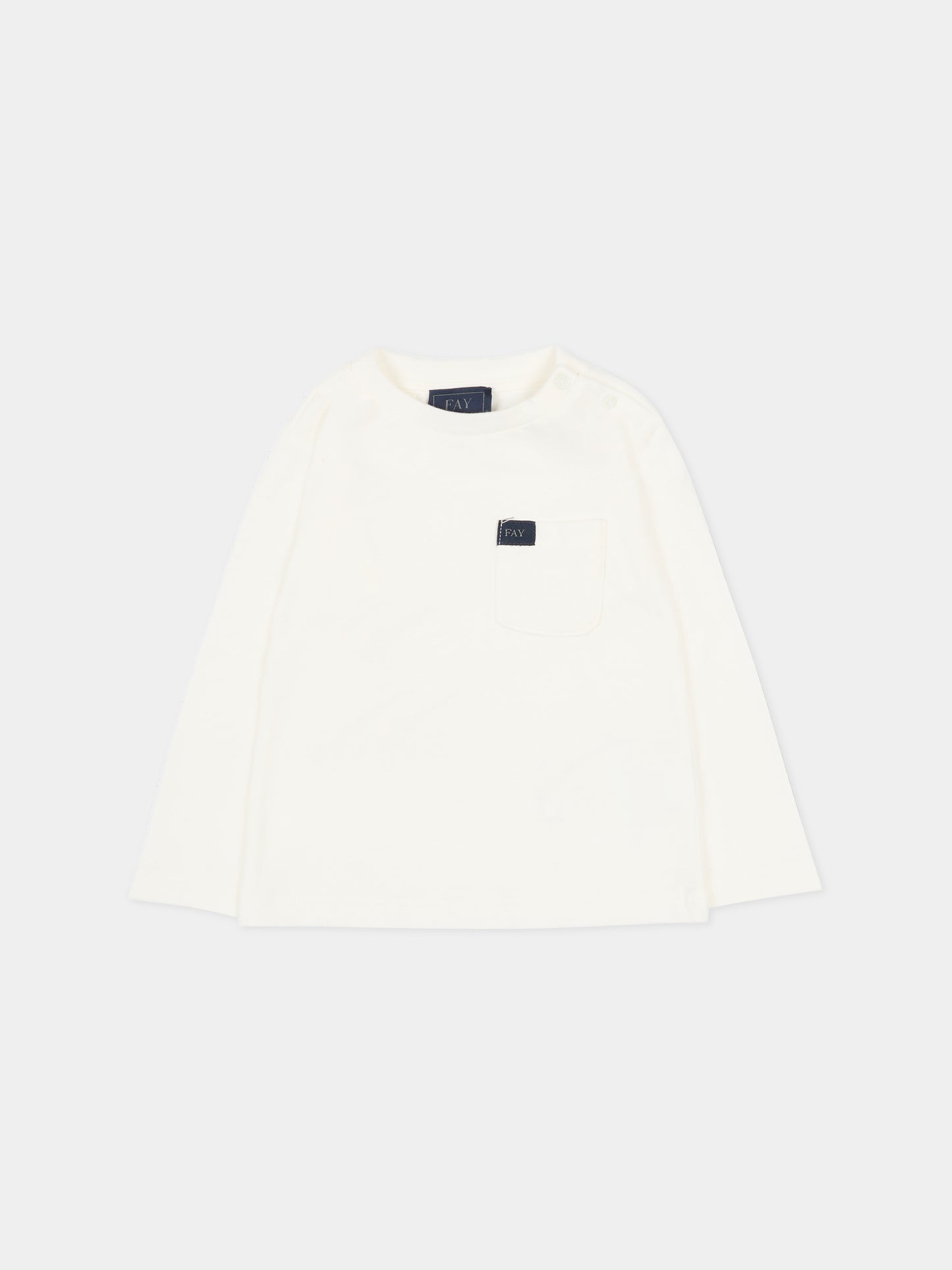 T-shirt bianca per neonato con logo,Fay Kids,FT8500 Z0761 102