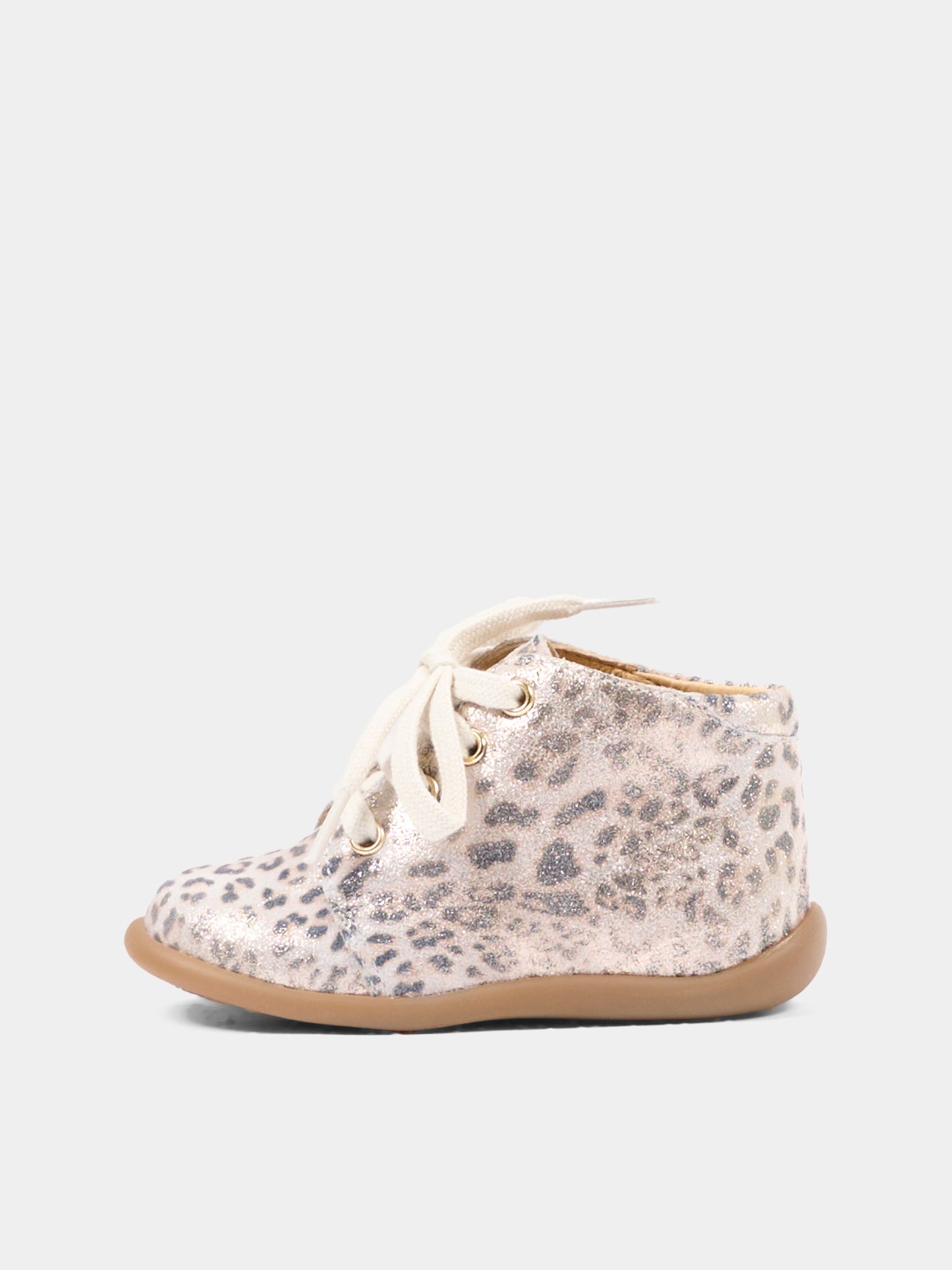 Stringata bianca Stand Up Bottine per bambina animalier,Pom D'api,U 1 AA AO04 09 BIANCO PLATINO