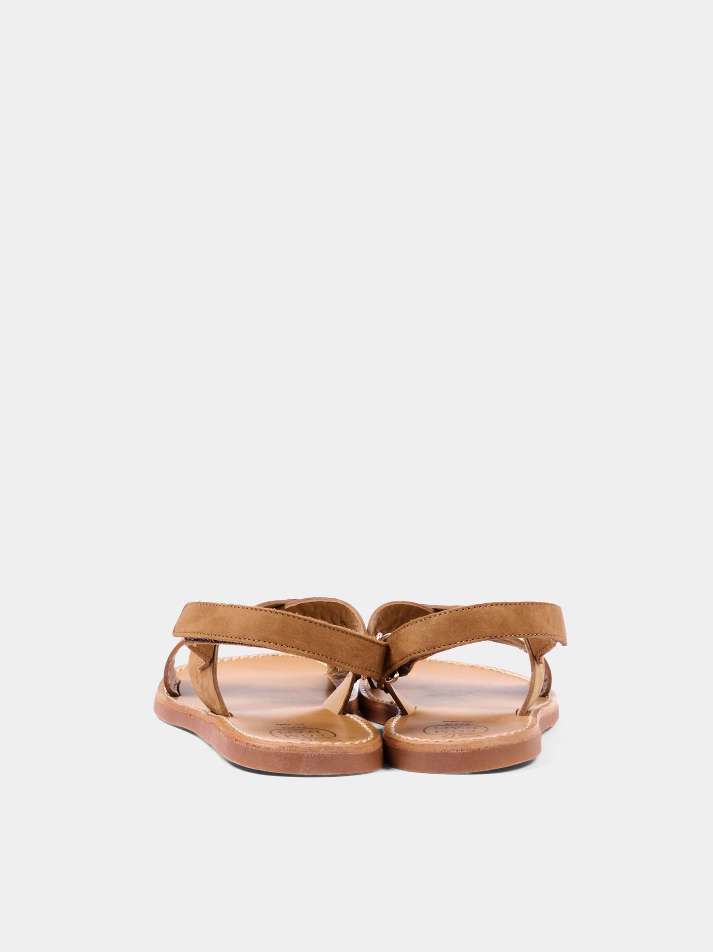 Sandali marroni per bambini in nabuck,Pom D'api,U 1 EA NU04 01 COGNAC