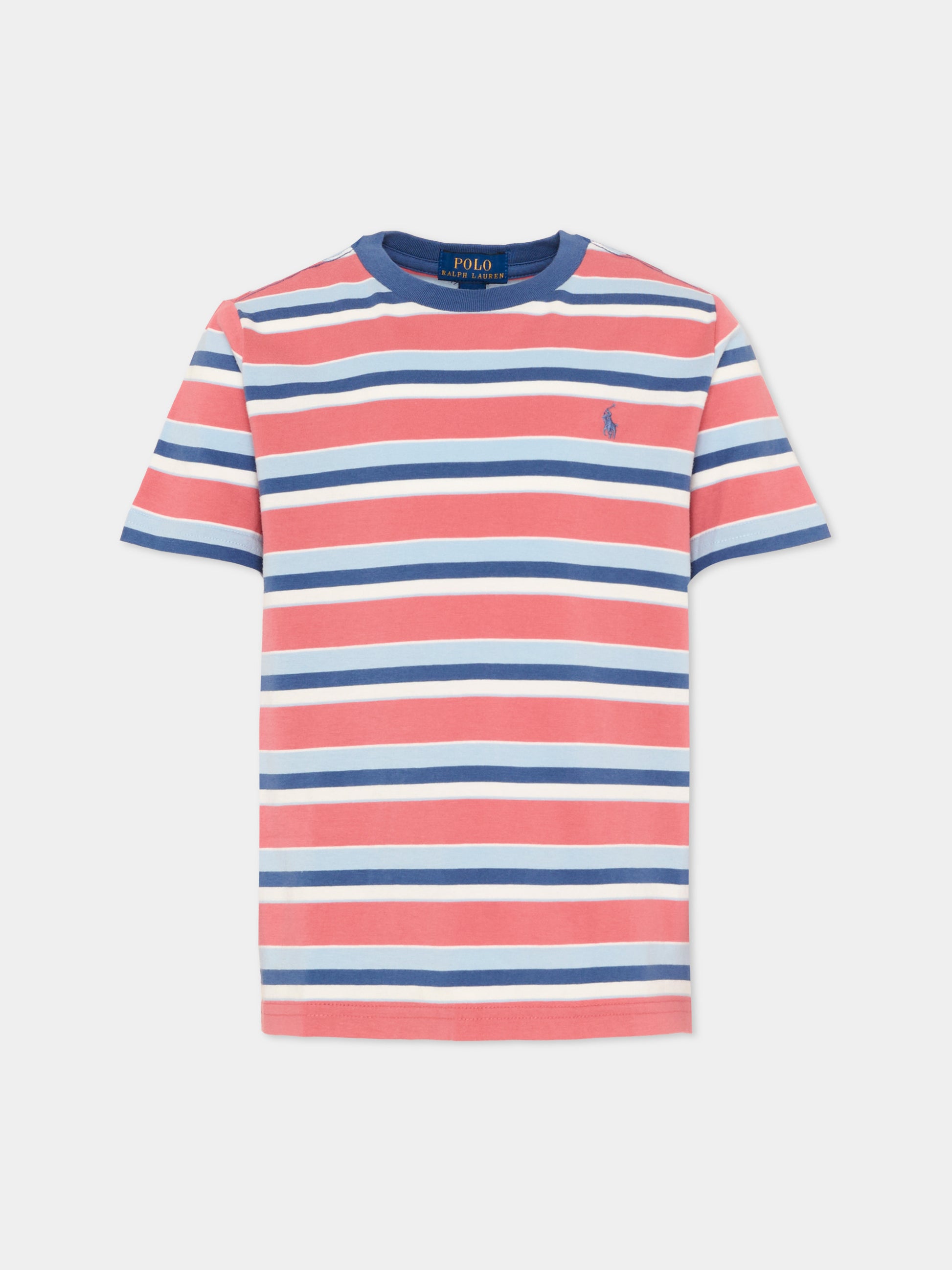 T-shirt multicolor per bambino a righe,Ralph Lauren Kids,B18469001