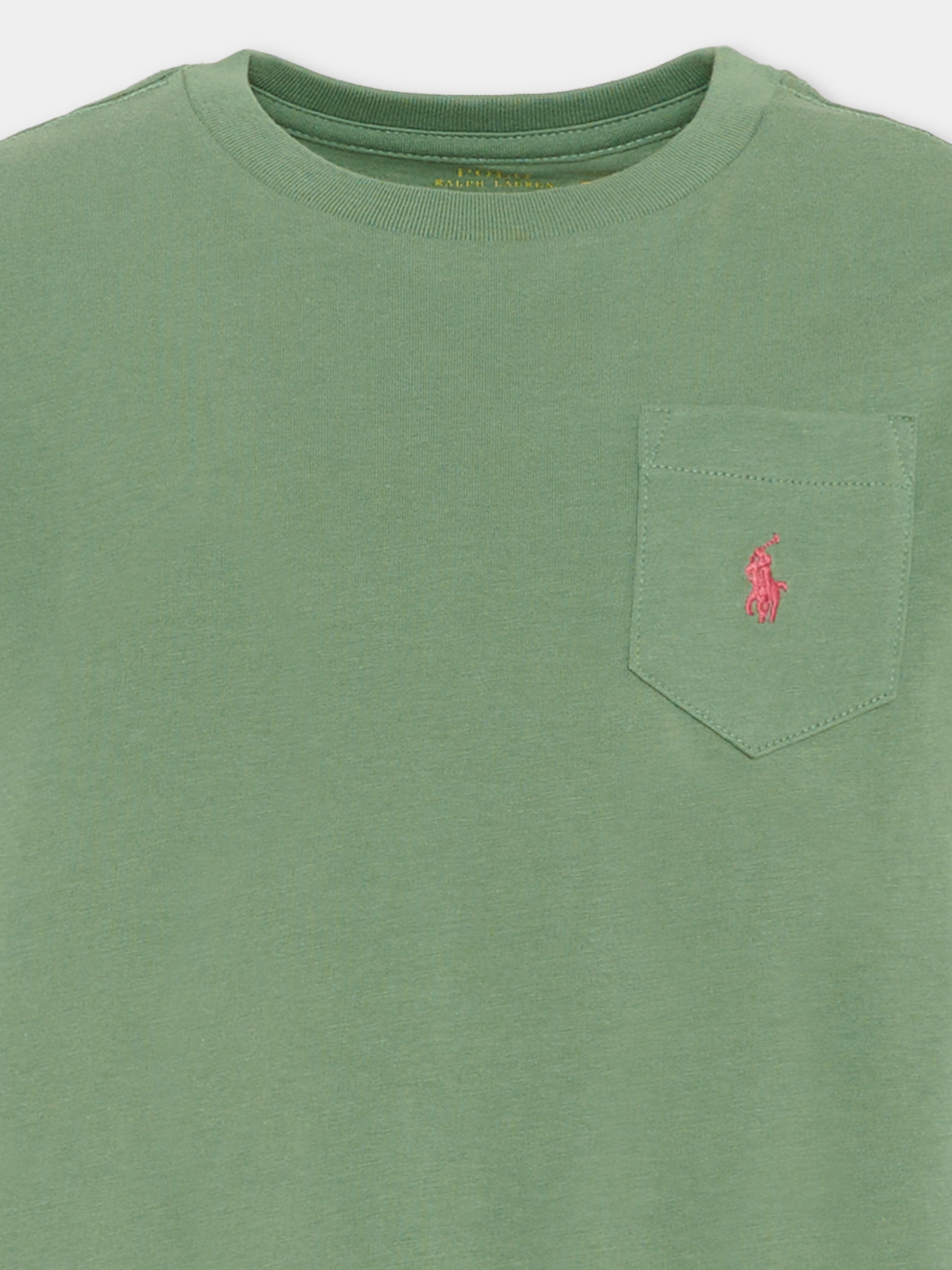 T-shirt verde per bambino con Pony,Ralph Lauren Kids,970333503