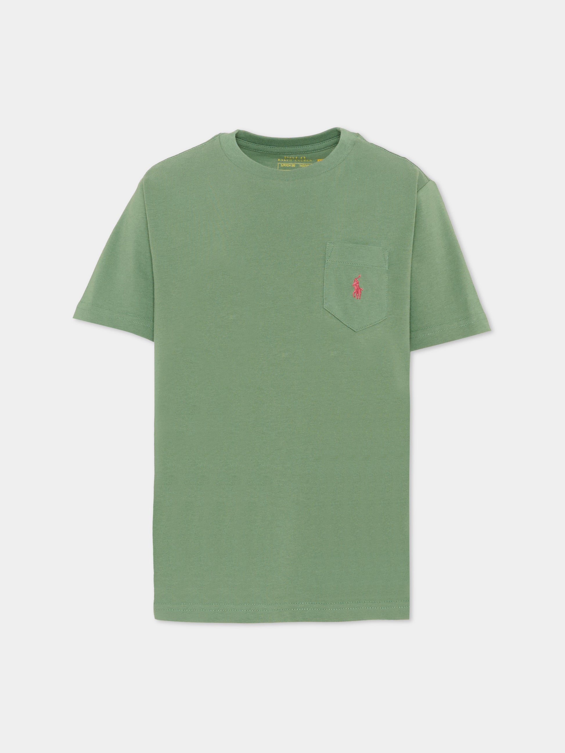 T-Shirt verde per bambino con Pony,Ralph Lauren Kids,970333507