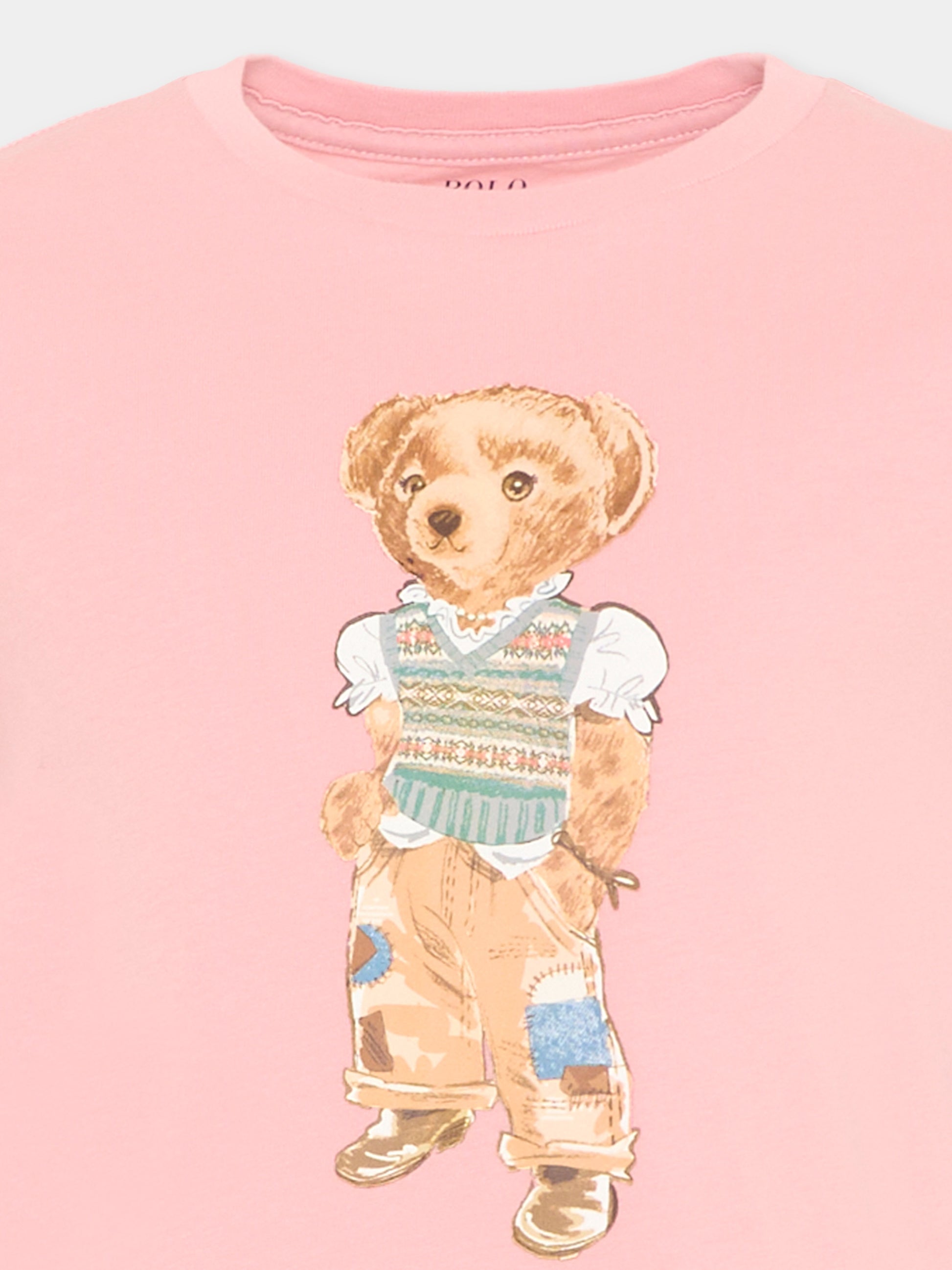 T-Shirt rosa Polo Bear per bambina,Ralph Lauren Kids,B20033001