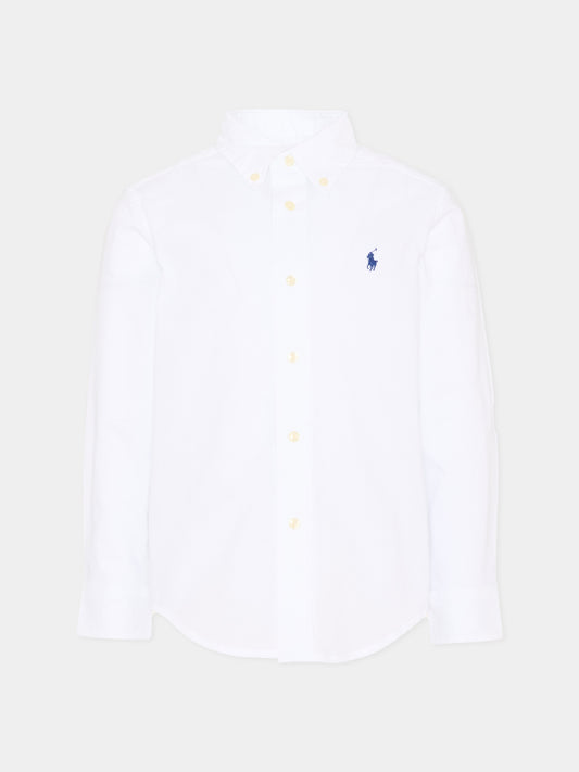 Camicia bianca per bambino con Pony,Ralph Lauren Kids,952199001
