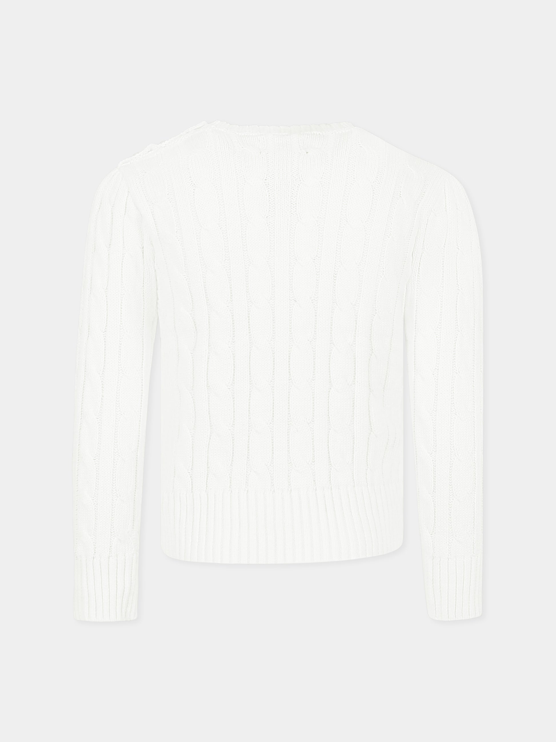 Maglione bianco per bambina con cavallino,Ralph Lauren Kids,901316011