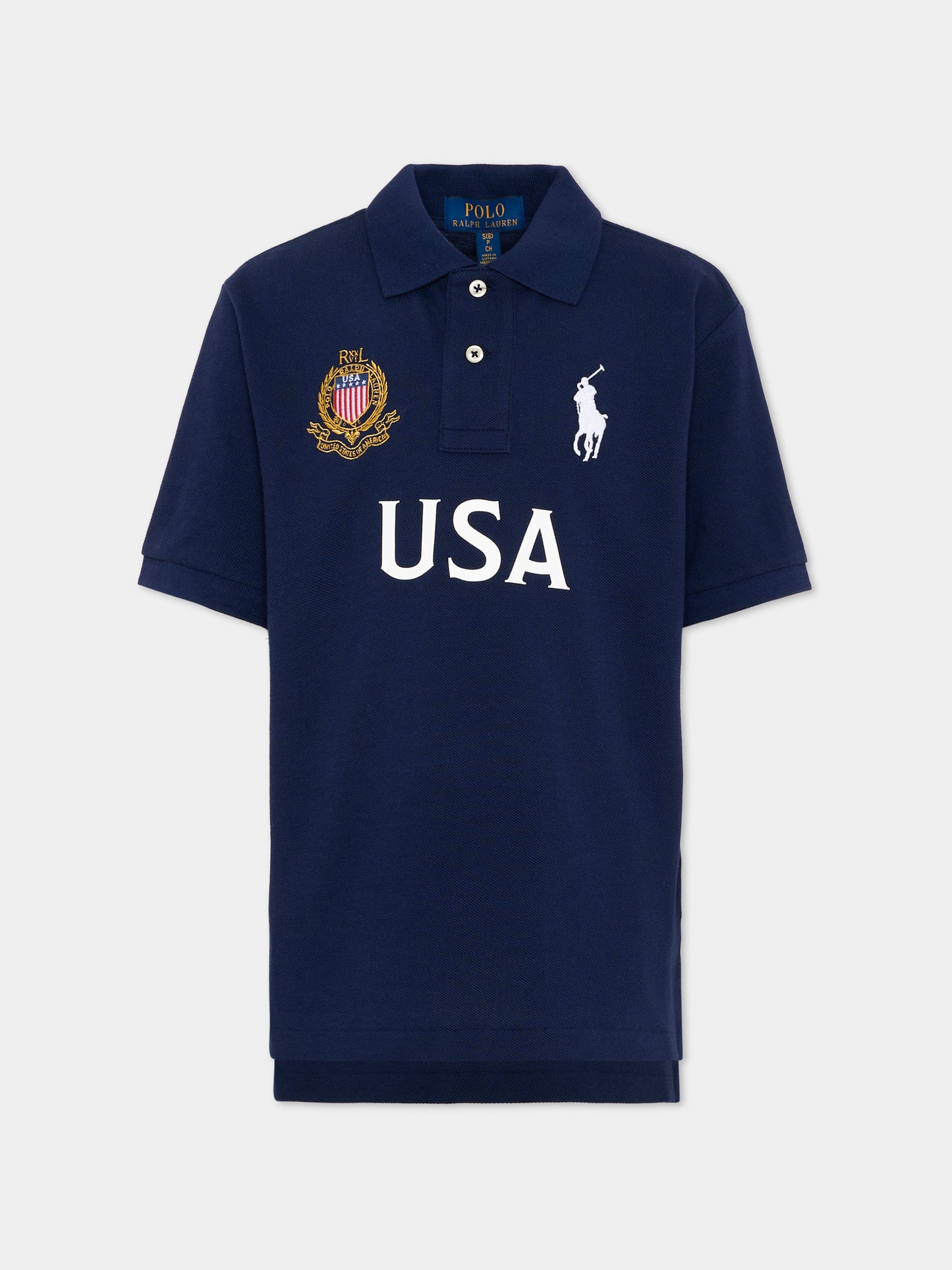 Polo blu USA per bambino con ricami,Ralph Lauren Kids,B23441001