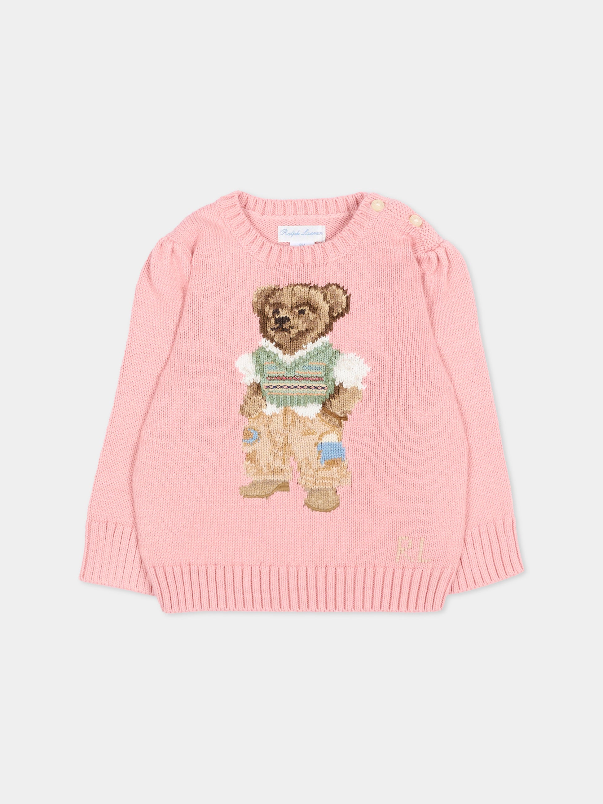 Maglione rosa Polo Bear per neonata,Ralph Lauren Kids,B17822001