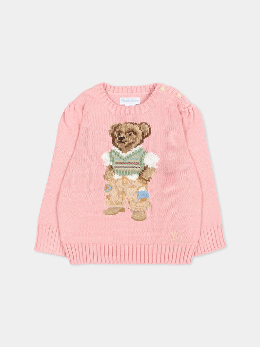 Maglione rosa Polo Bear per neonata,Ralph Lauren Kids,B17822001