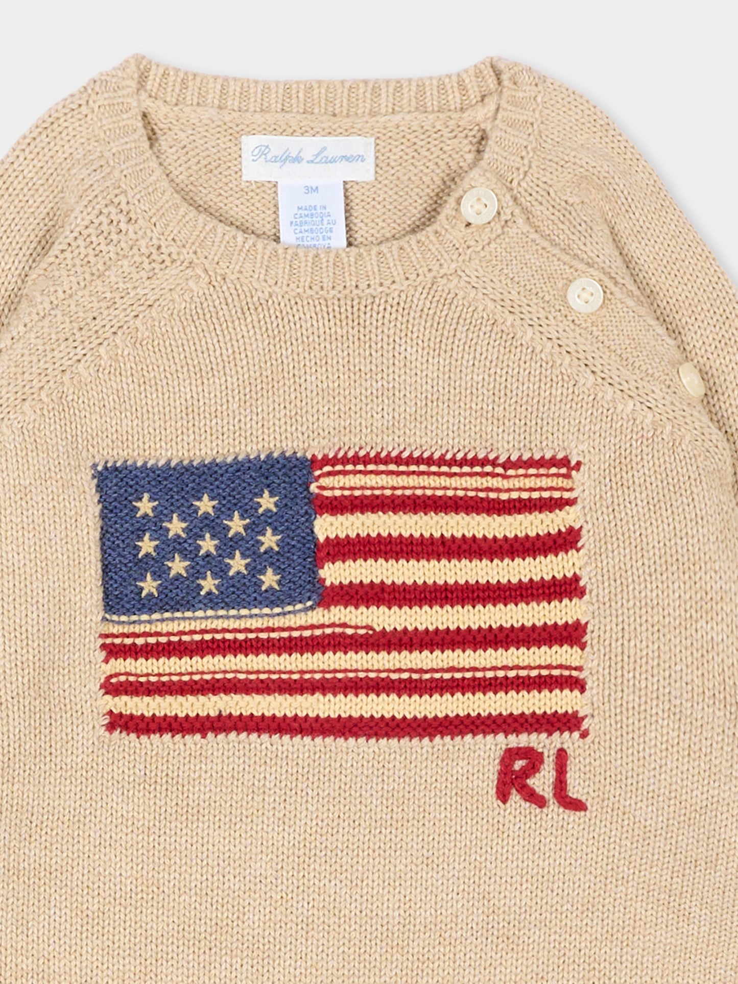 Tutina beige per neonati con logo,Ralph Lauren Kids,B29165001