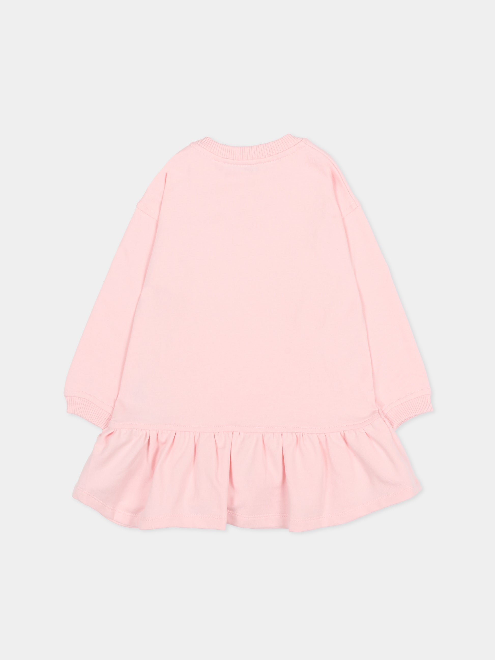 Vestito rosa per neonata con logo,Moschino Kids,MDV0CX LDA16 50209