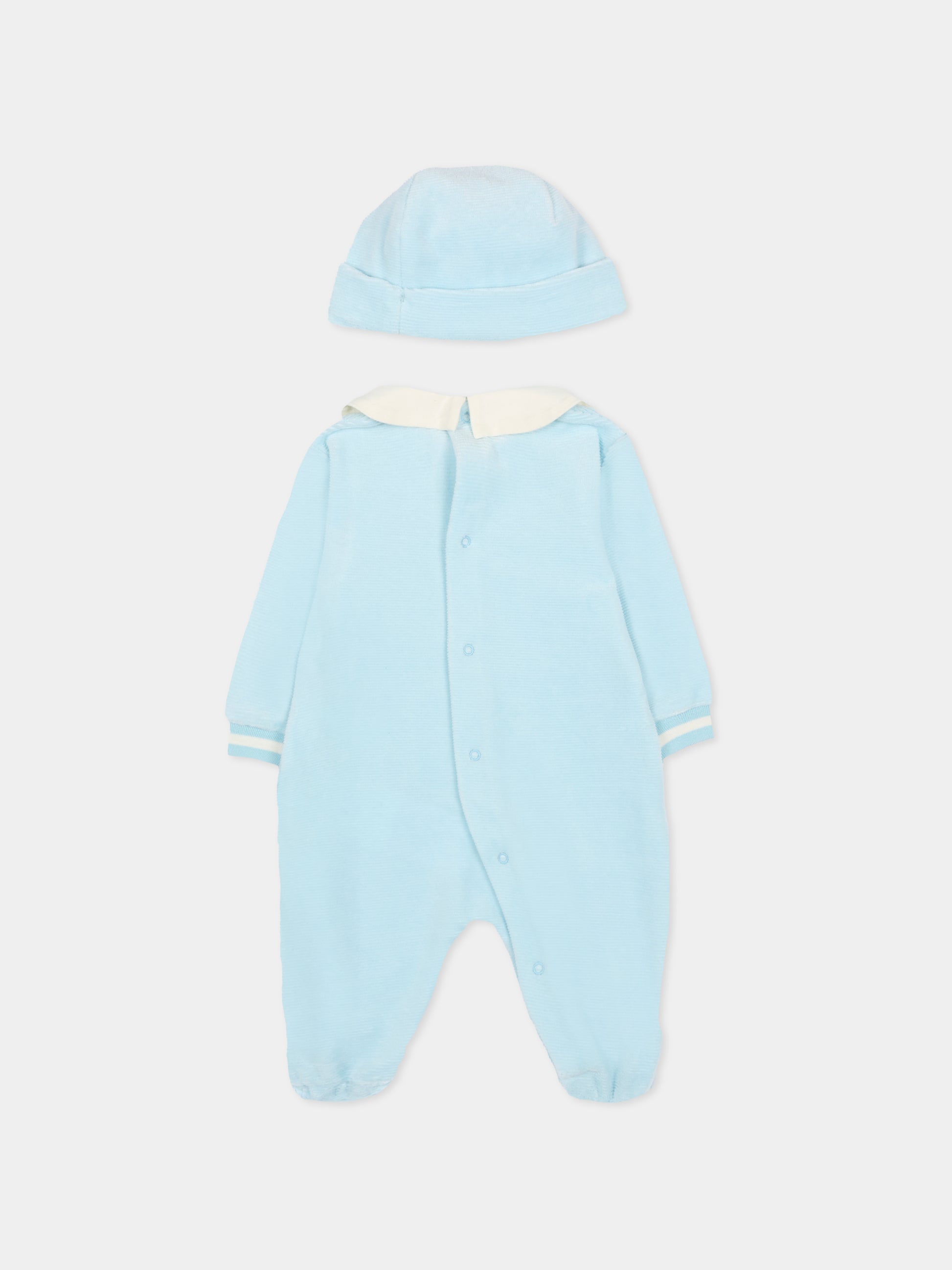 Set tutina celeste per neonato con patch Teddy Bear,Moschino Kids,MUY08H LGA27 40304