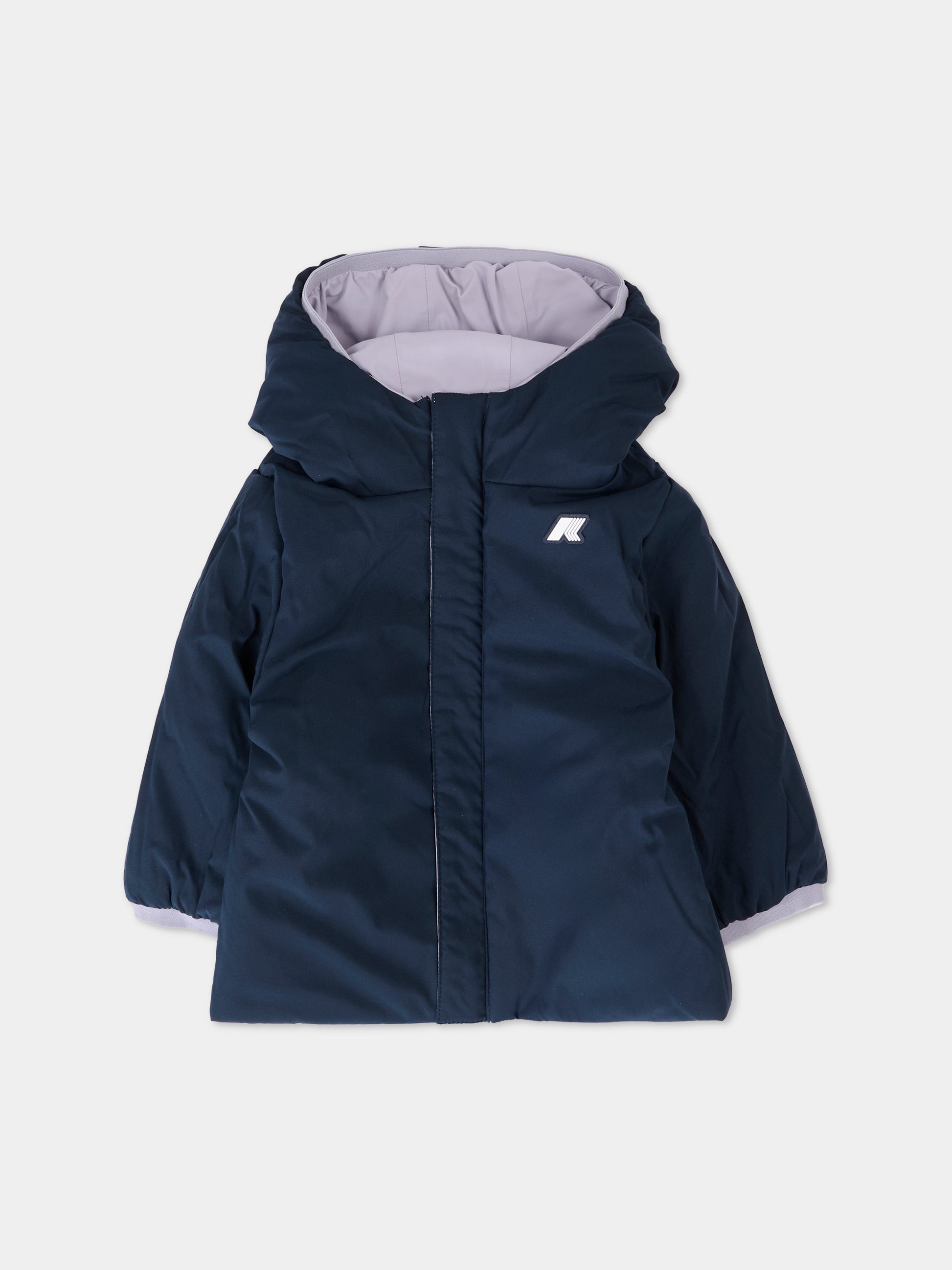 Piumino reversibile Jack St Warm viola per neonata con logo,K-way,K71338W BBG